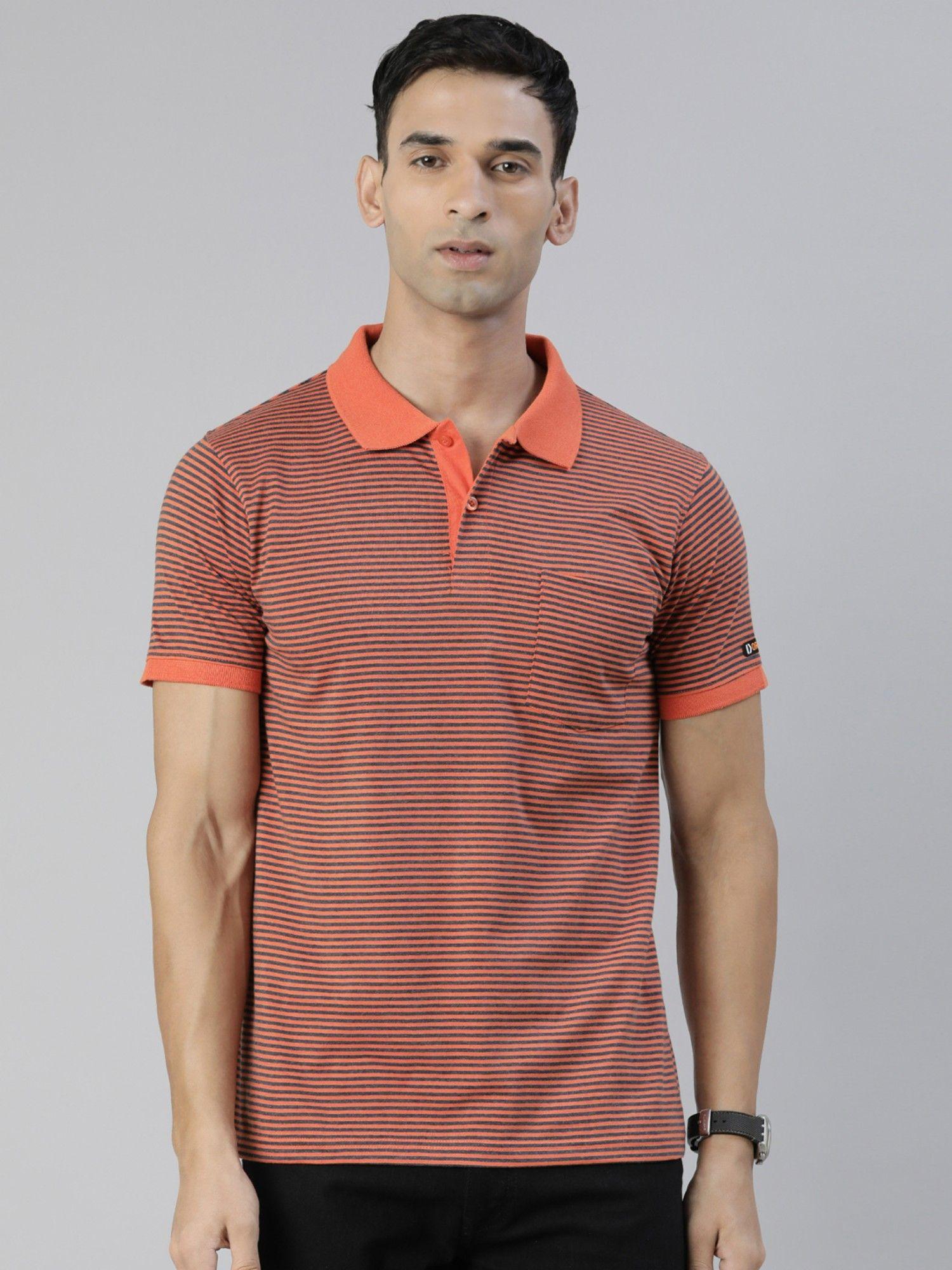 mens regular fit round neck cotton t-shirt orange