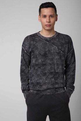 mens regular fit solid crew neck sweater - grey