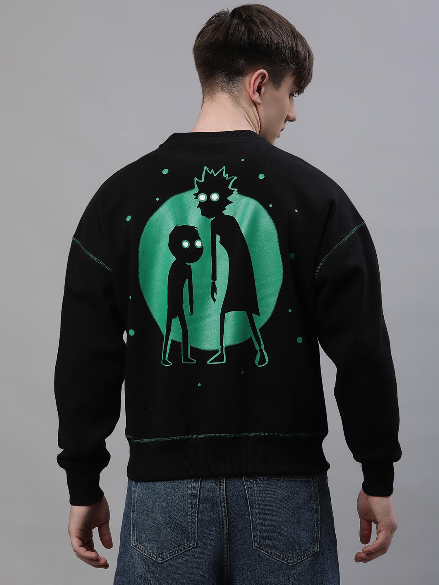 mens rick & morty printed black sweatshirt