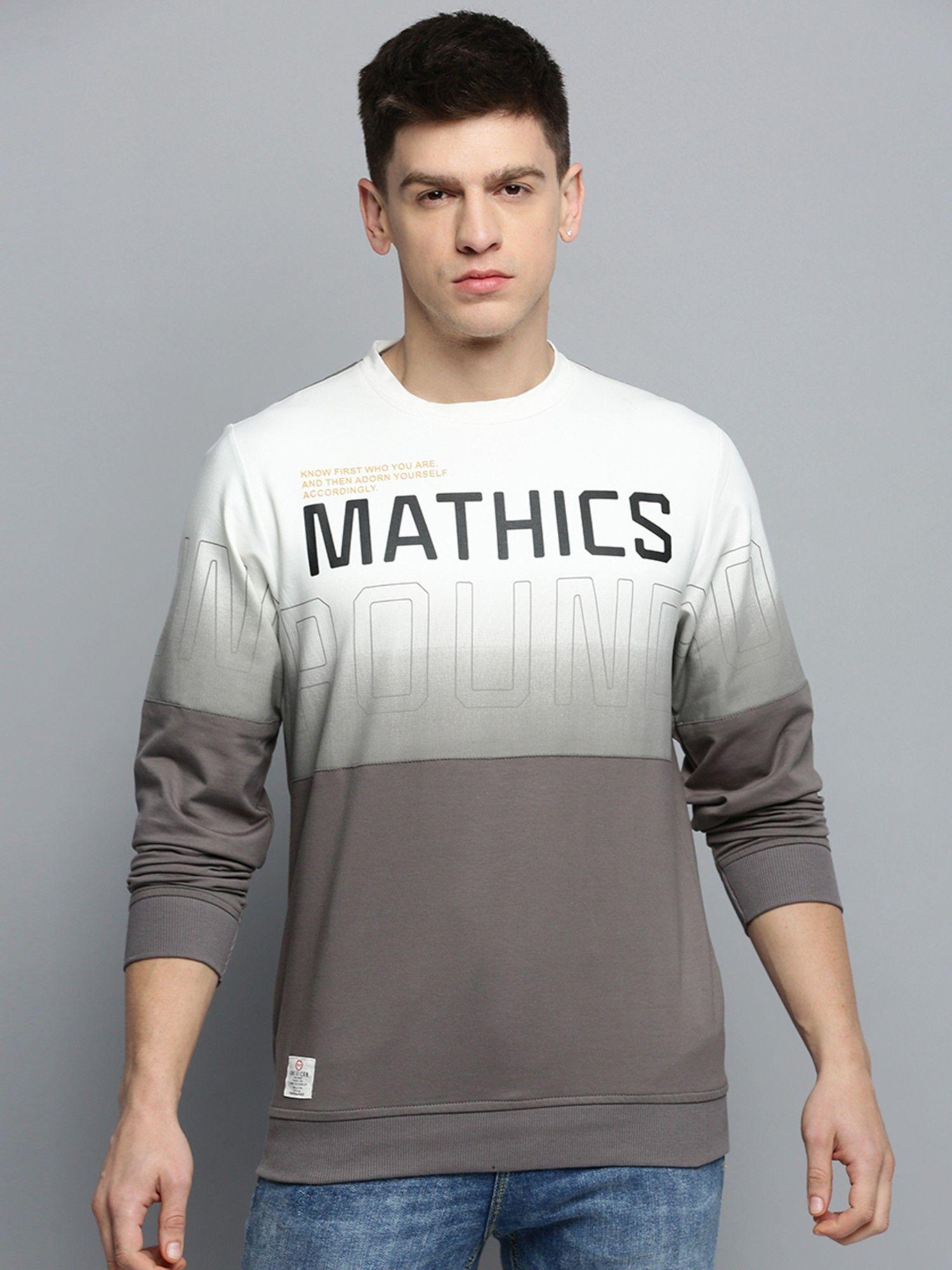 mens round neck colourblocked grey pullover sweatshirt