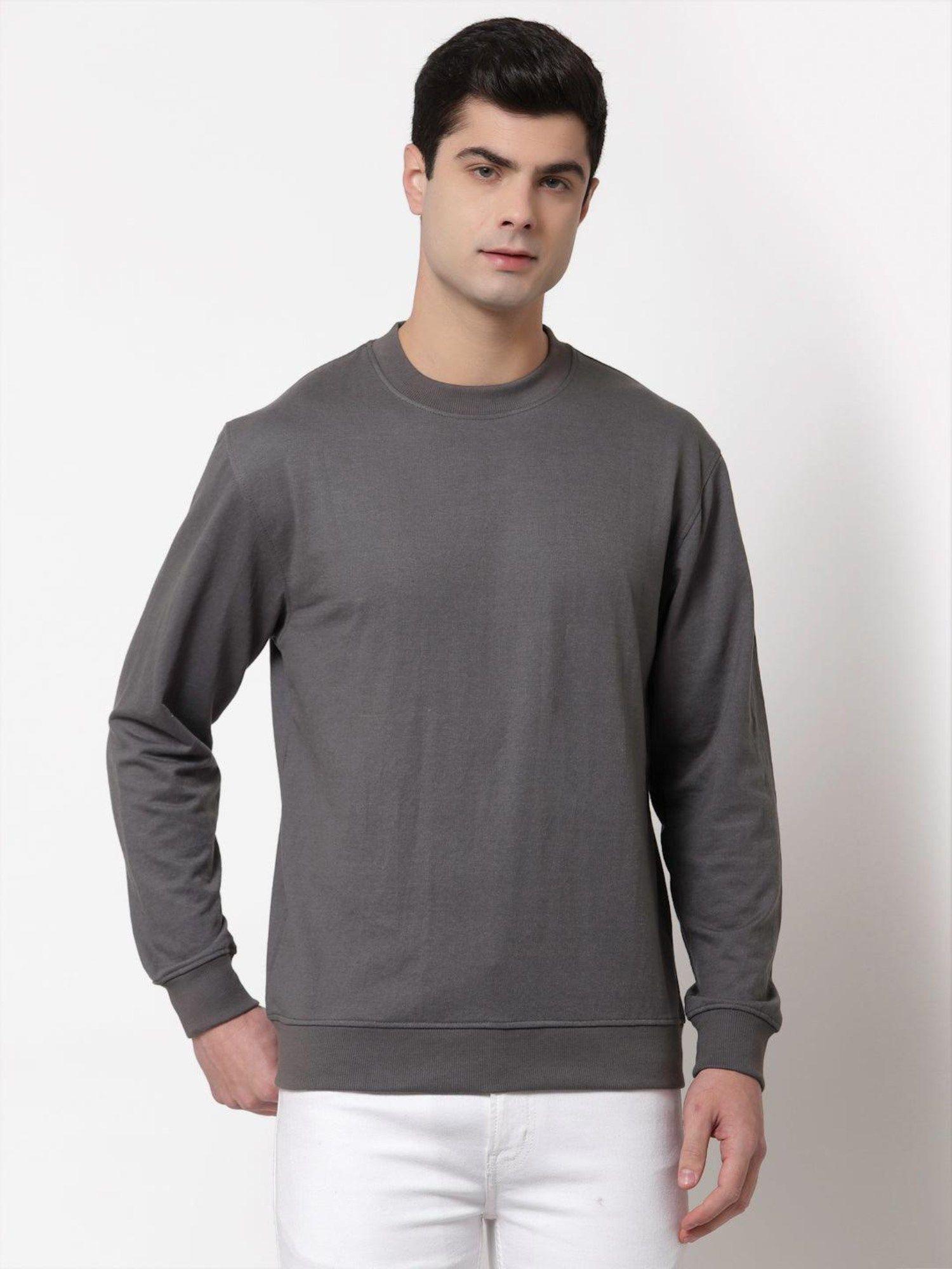 mens round neck solid sweatshirts