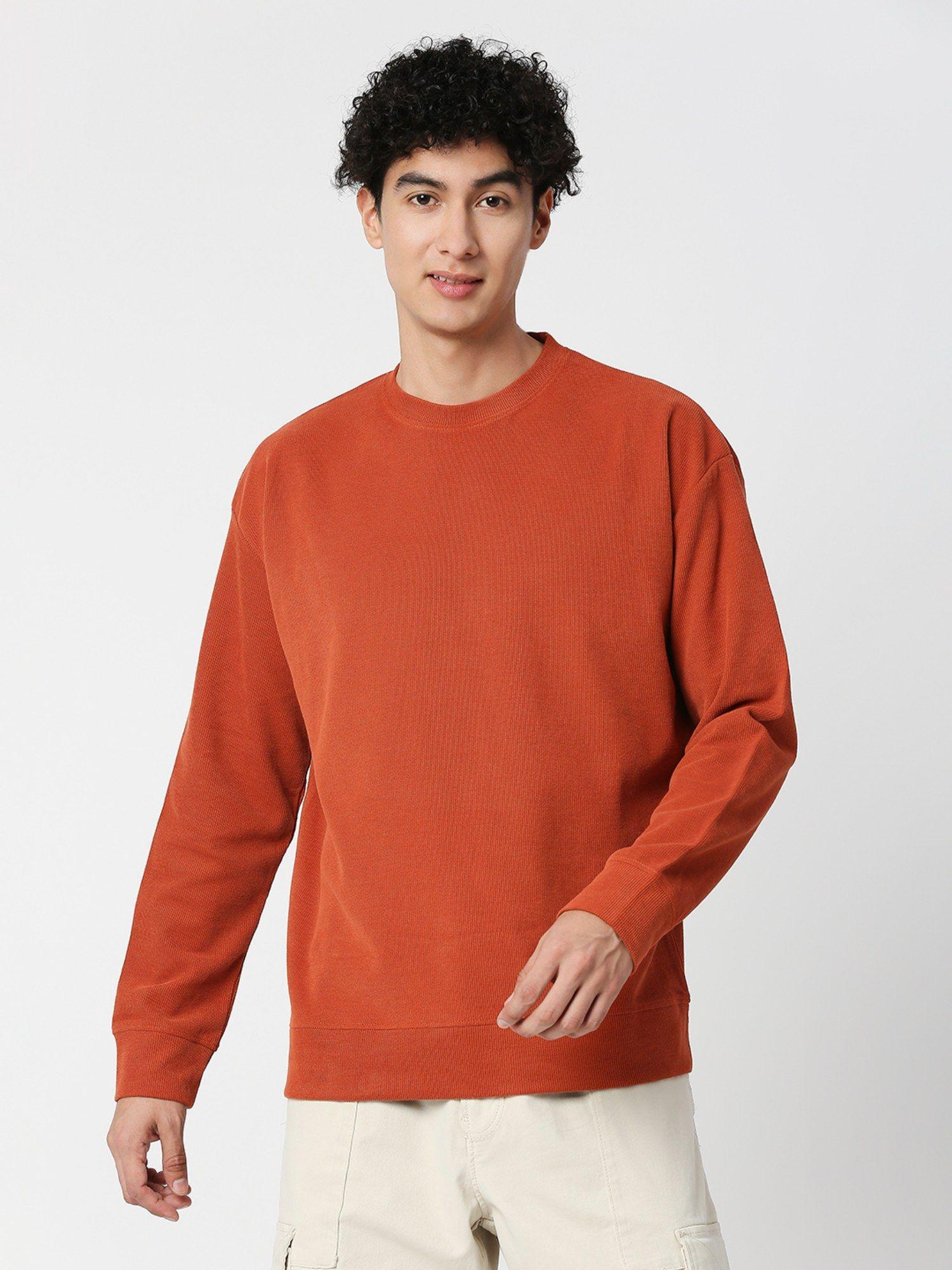 mens rust colour full sleeves sweatshirt
