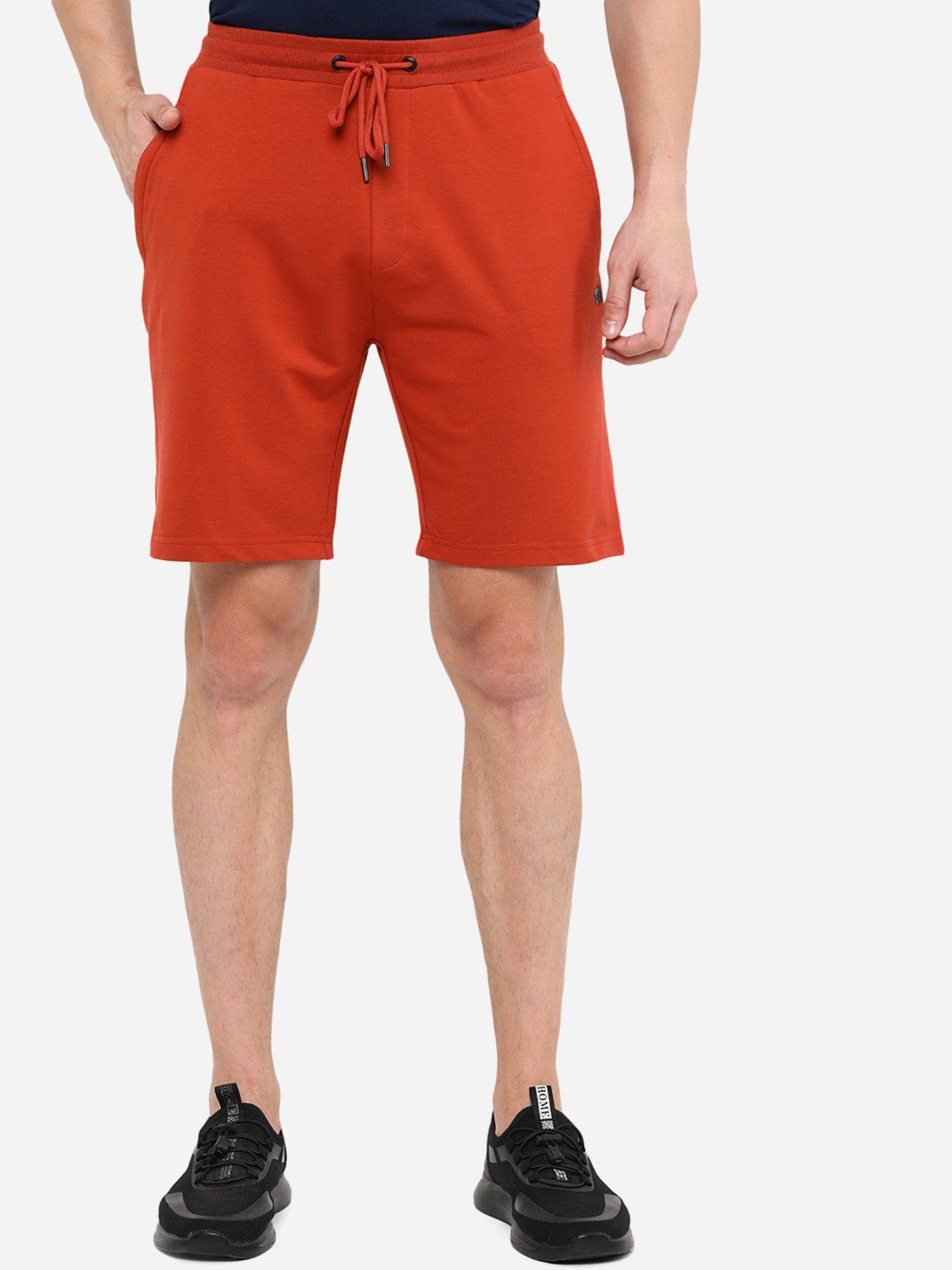 mens rust solid regular fit shorts