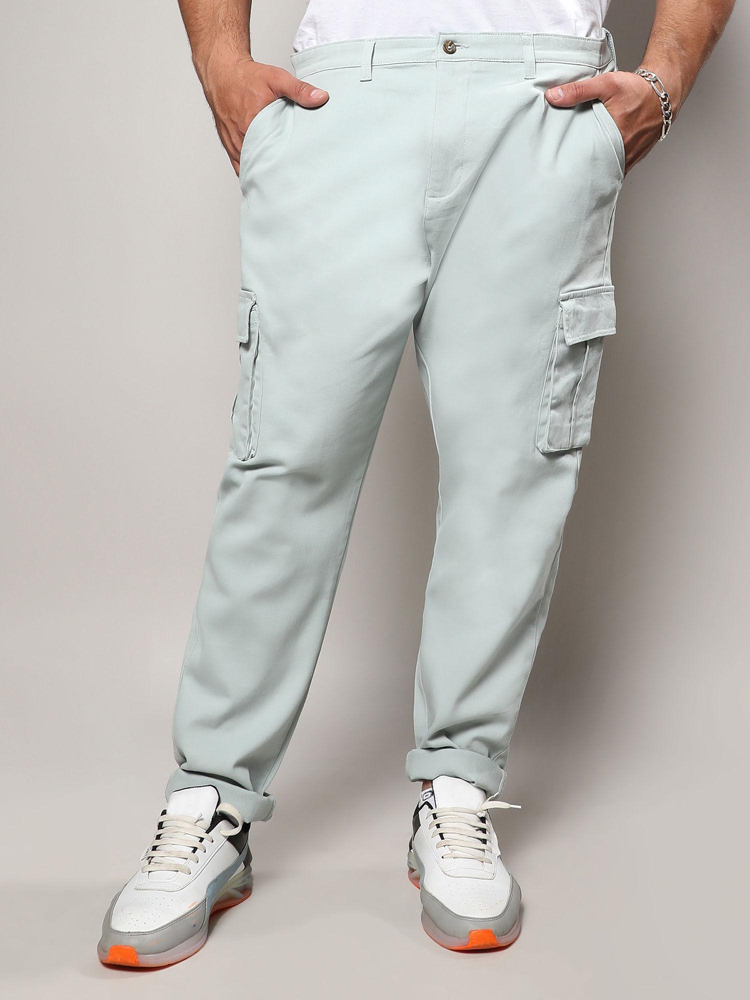mens sage green cargo trousers