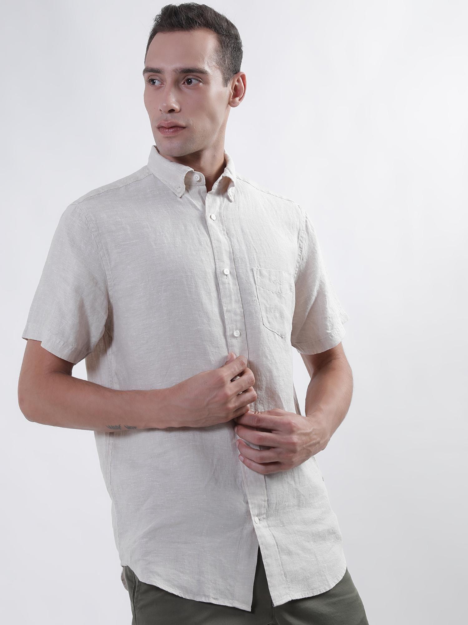 mens sand reg linen shirt