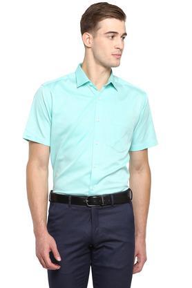 mens slim collar solid formal shirt - green