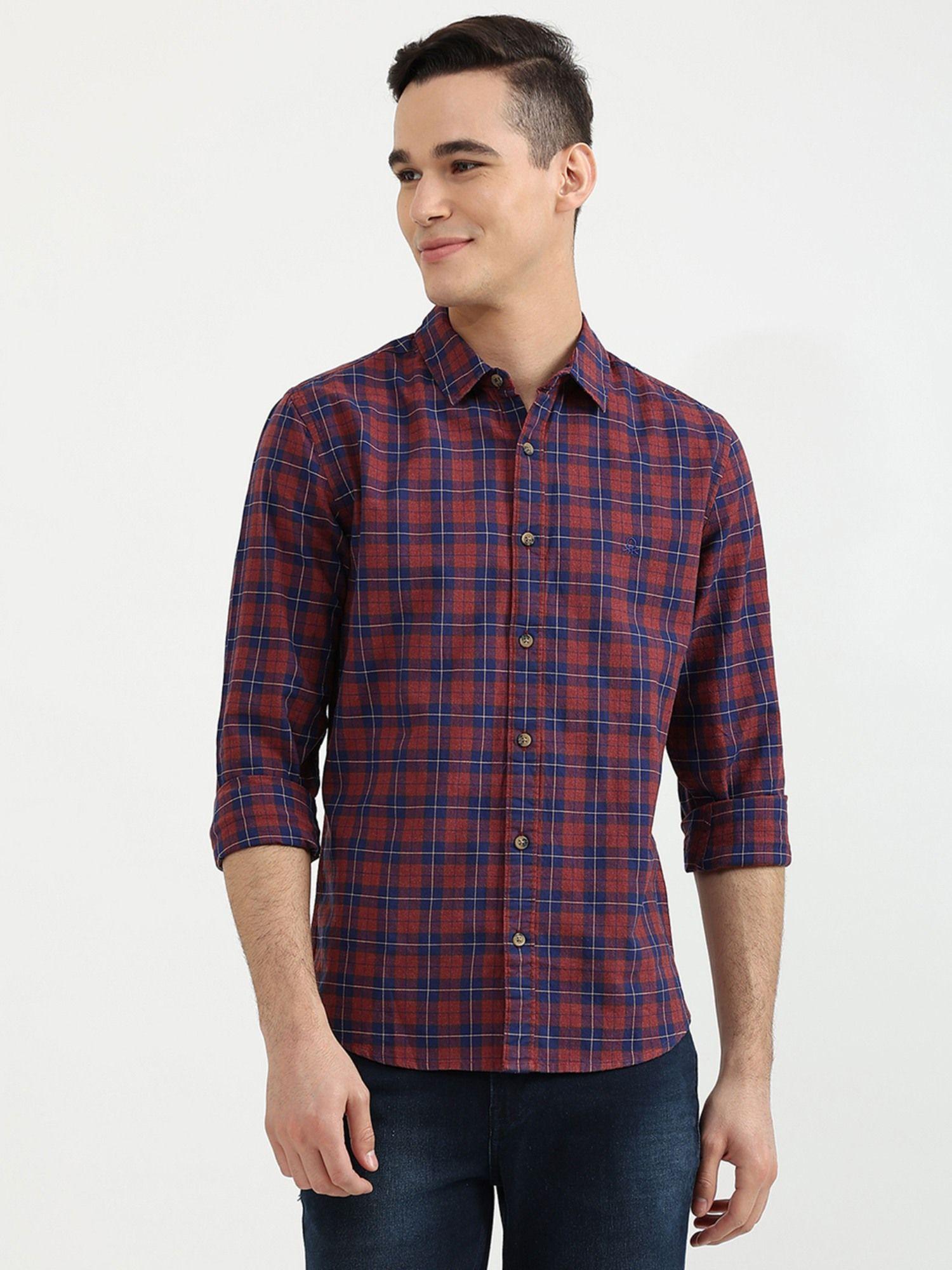 mens slim fit check shirt