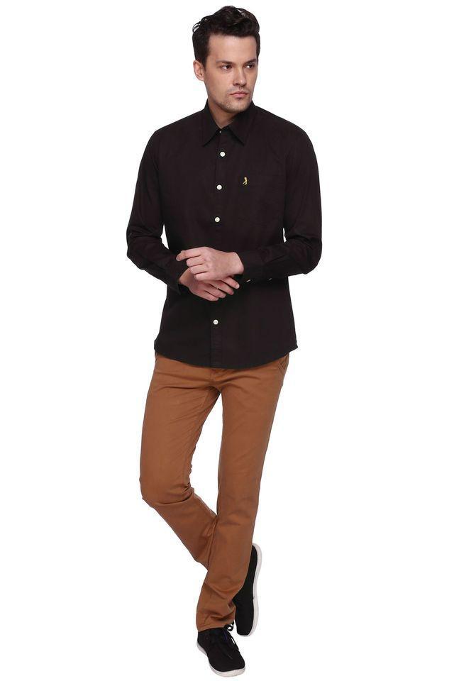 mens slim fit solid regular collar shirt