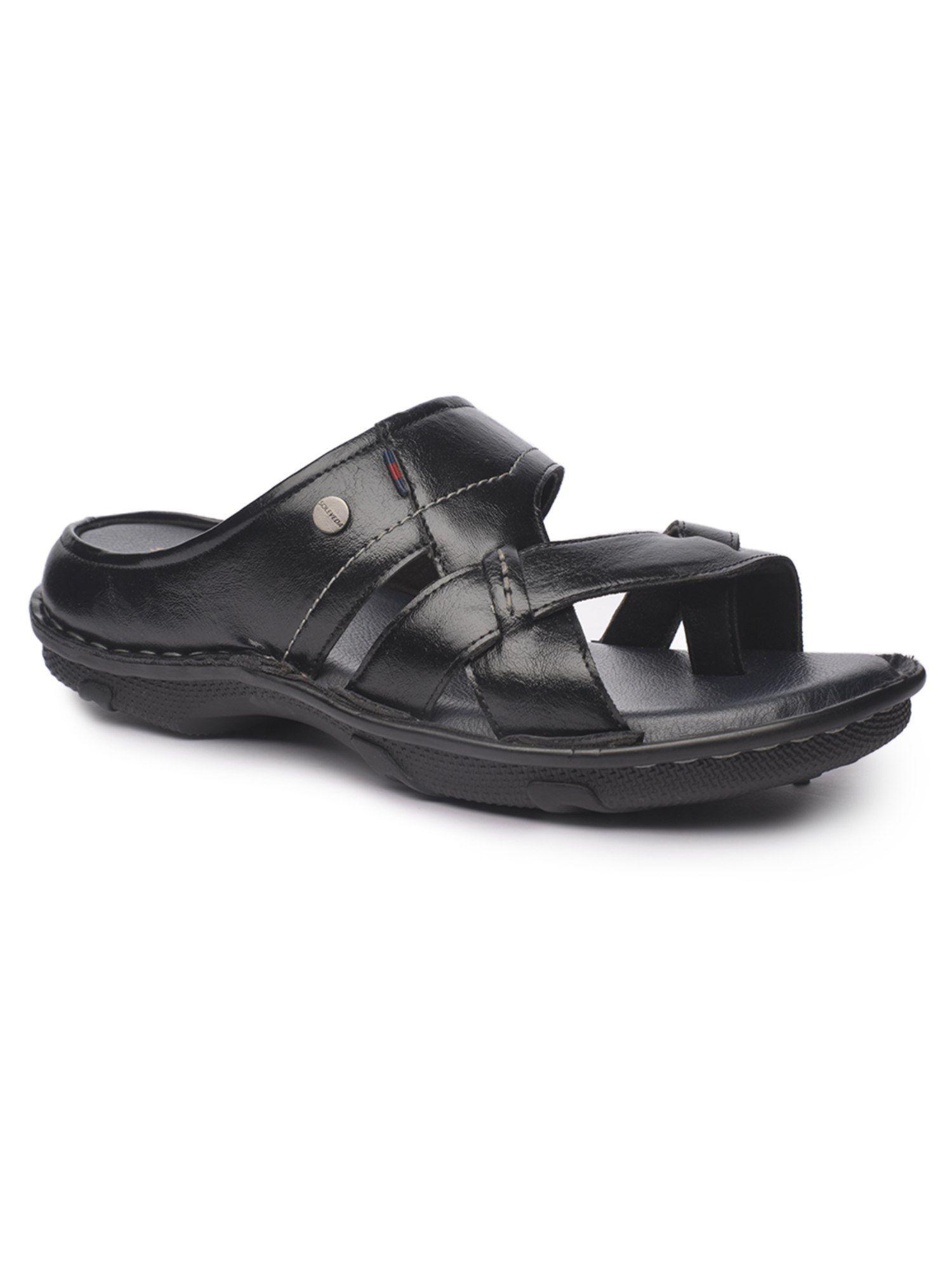 mens soleveda ezan synthetic black casual chappal