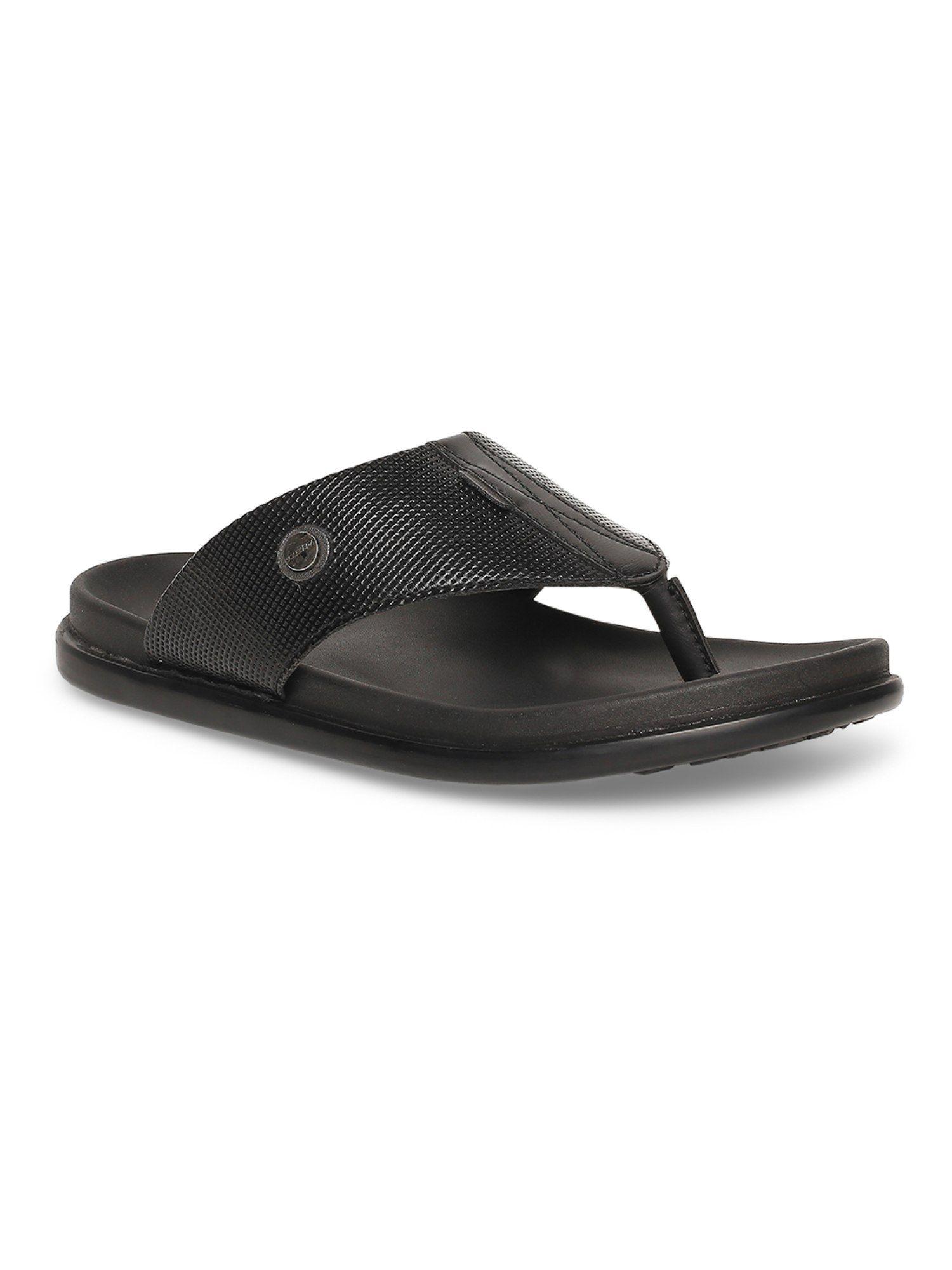 mens soleveda plat synthetic black casual chappal