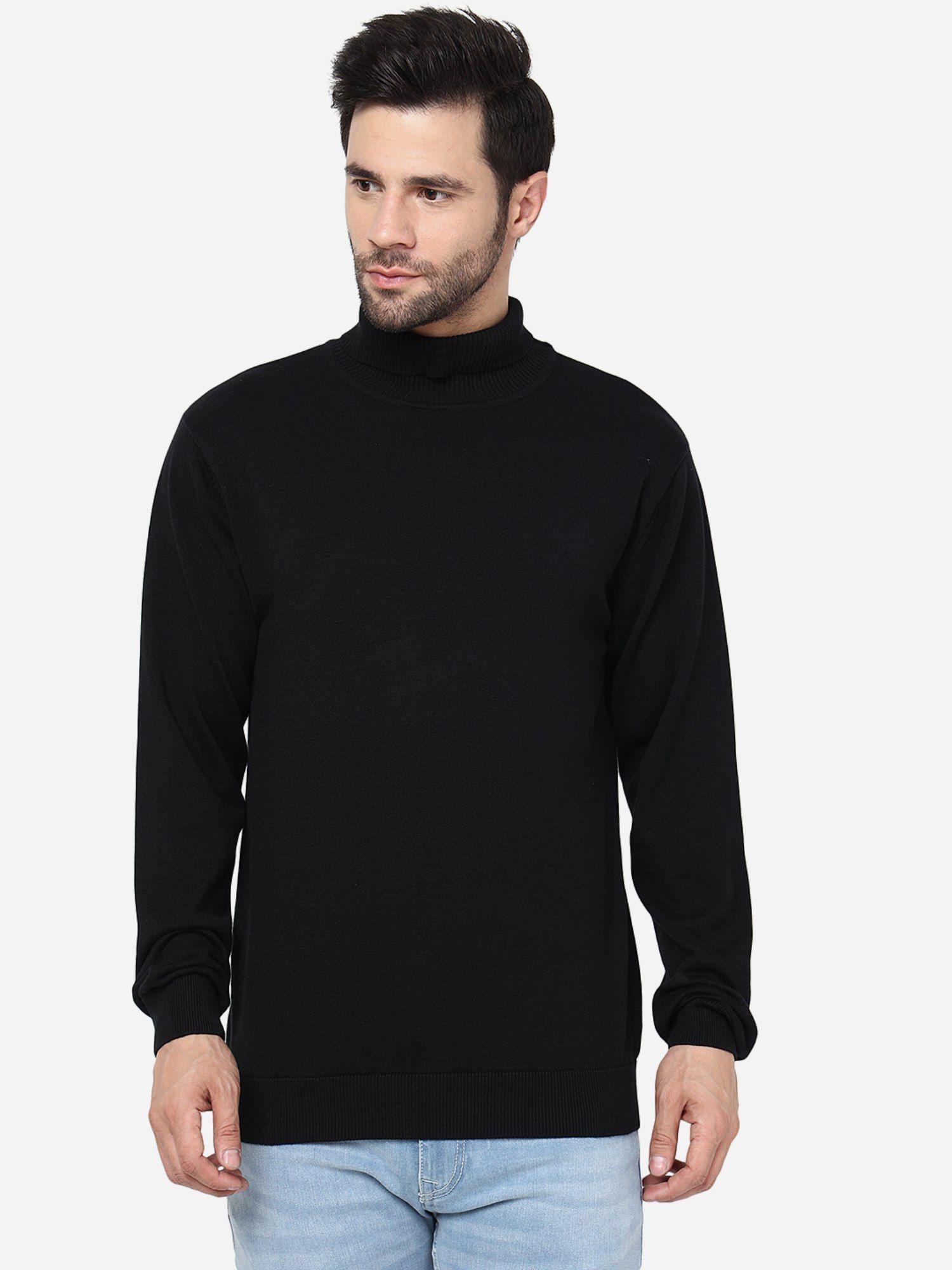 mens solid black slim fit full sleeve sweatshirt