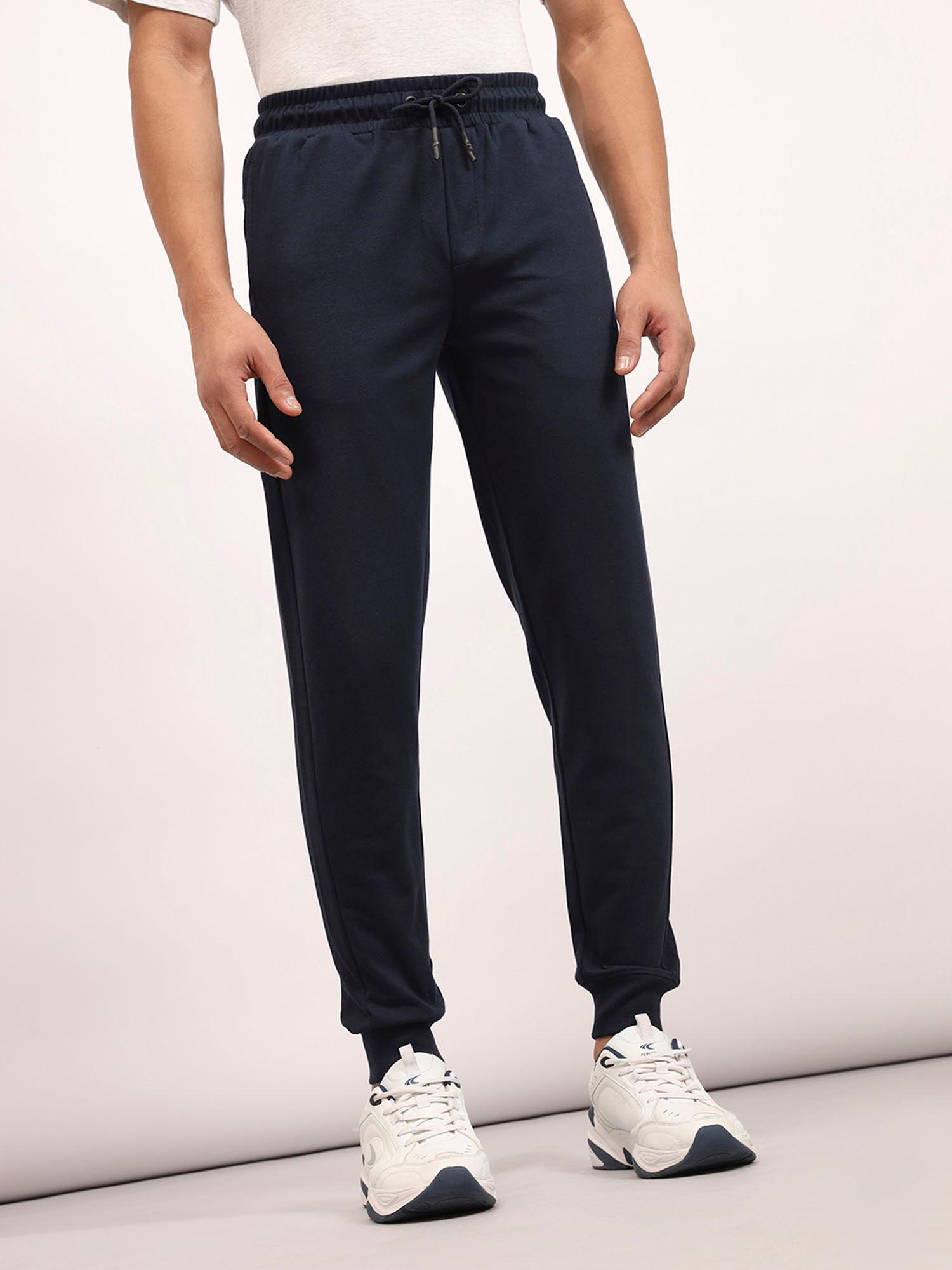 mens solid blue joggers