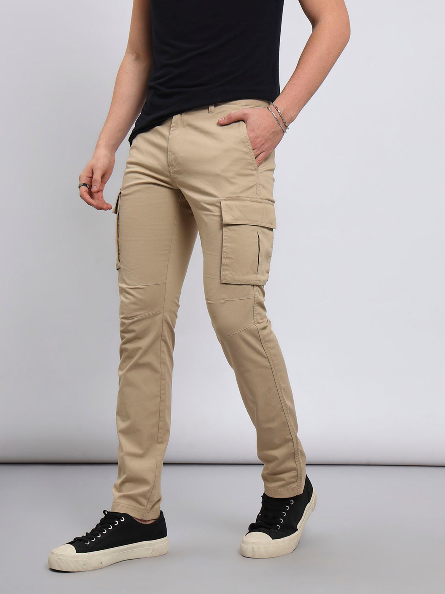 mens solid brown trouser