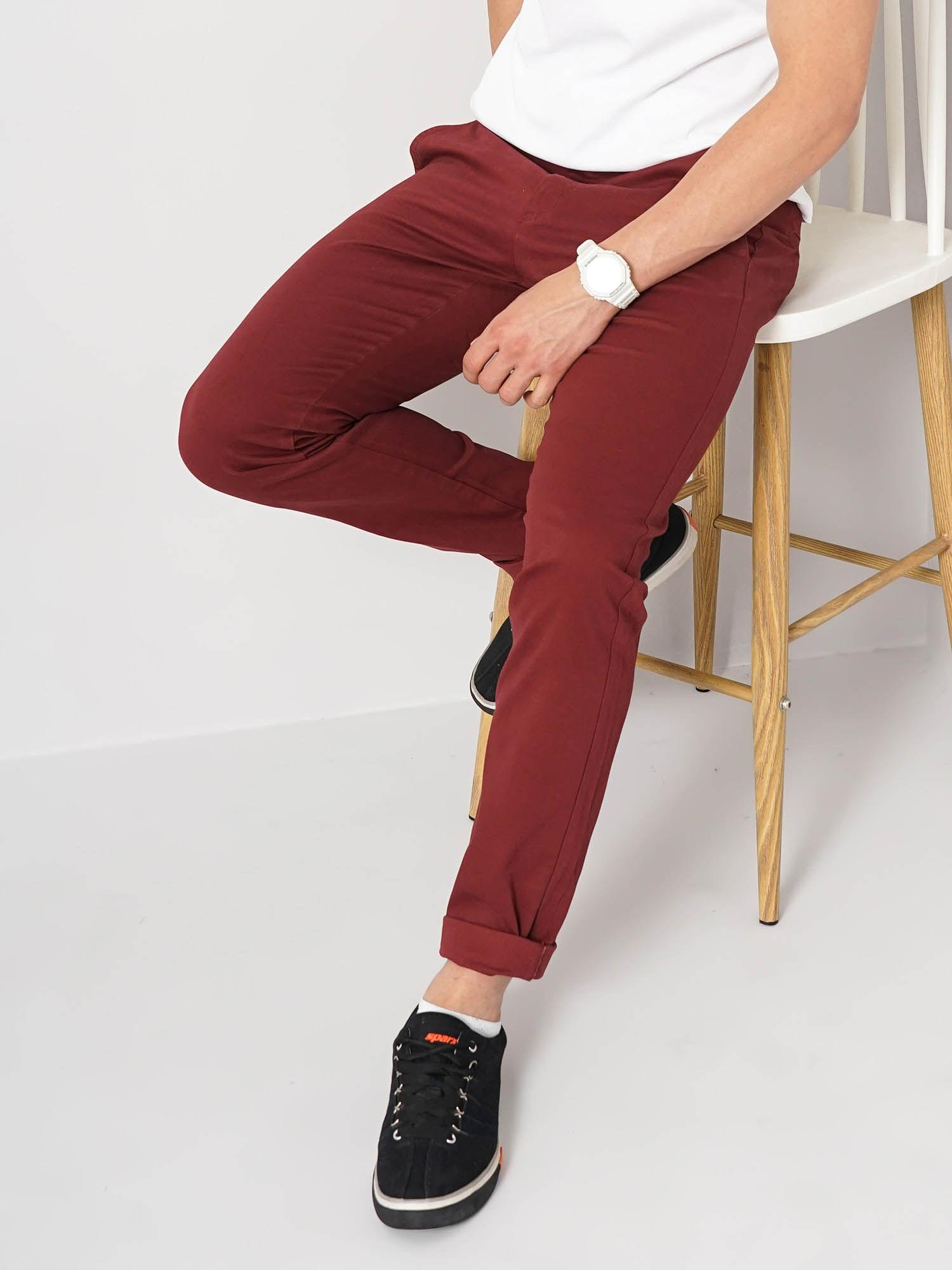 mens solid casual trousers