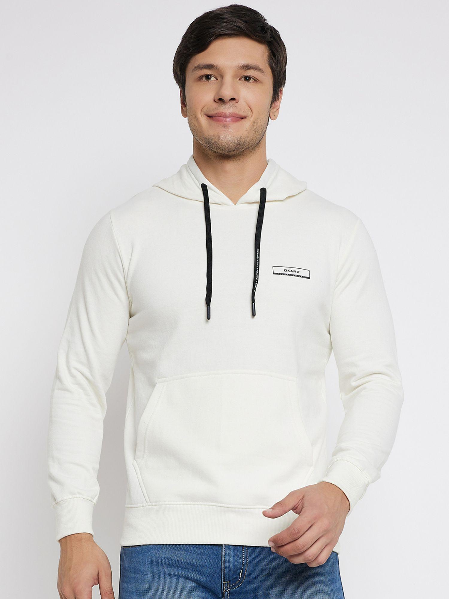 mens solid cotton blended hoodie sweatshirt