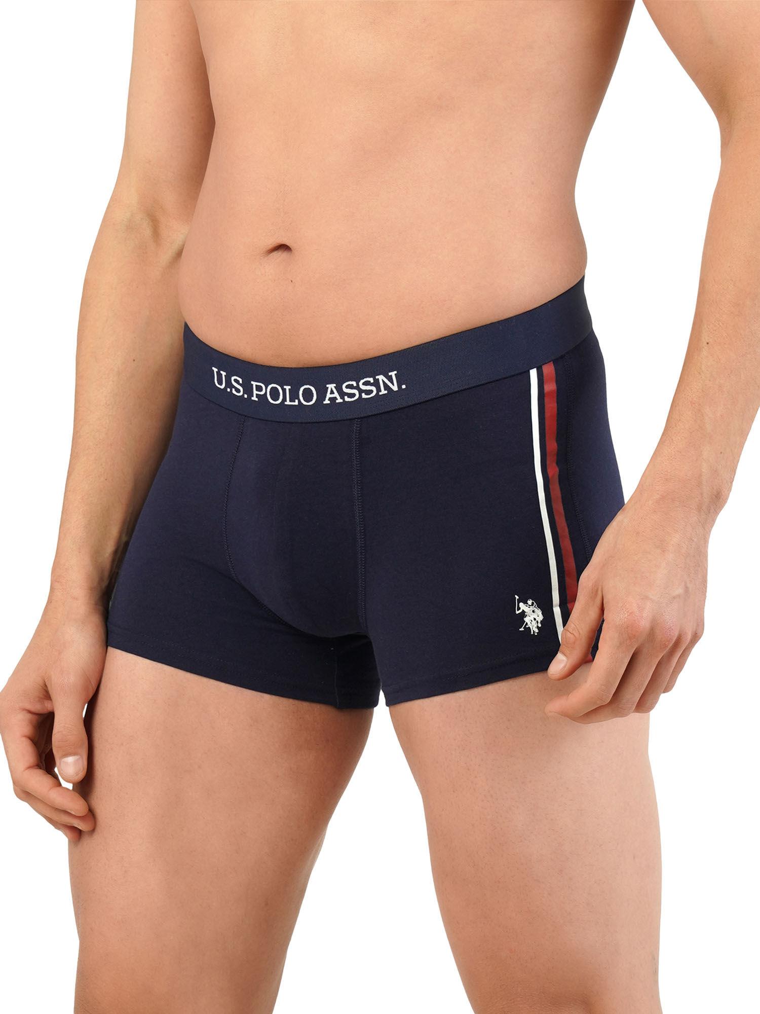 mens solid cotton mid rise trunks navy blue