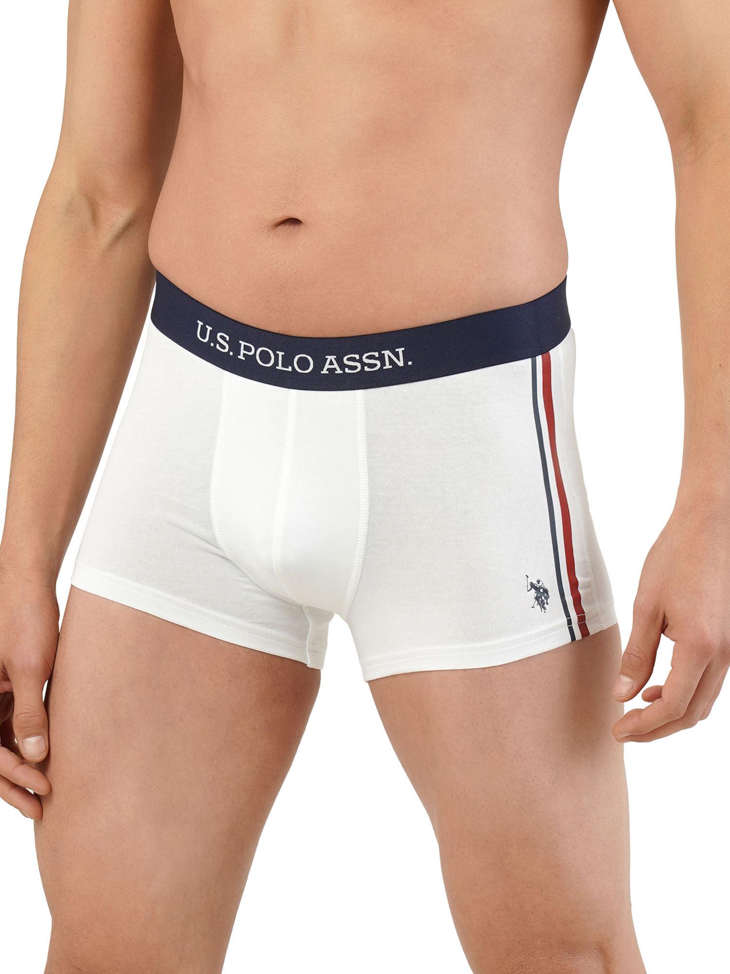 mens solid cotton mid rise trunks white