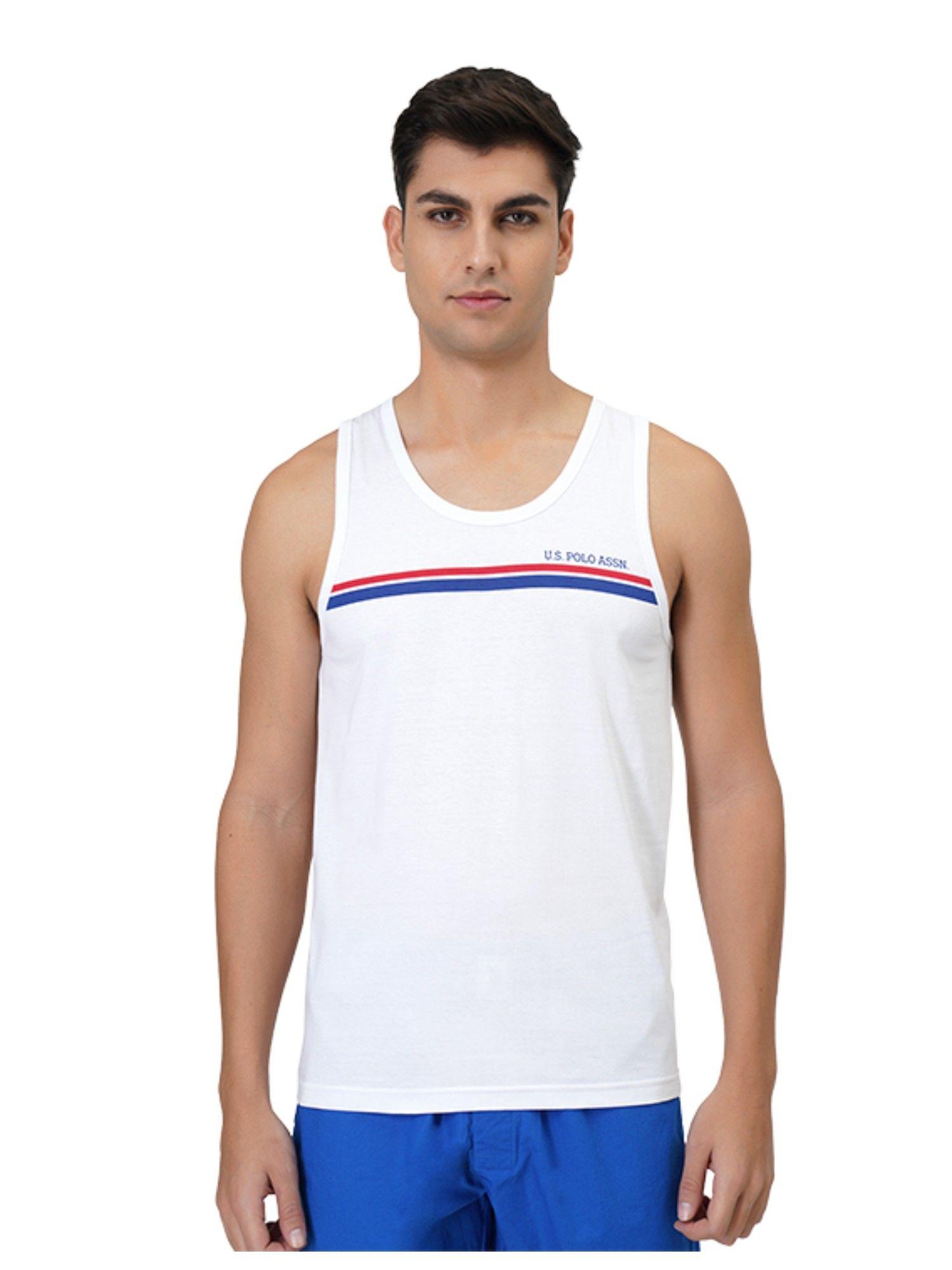 mens solid cotton vests white