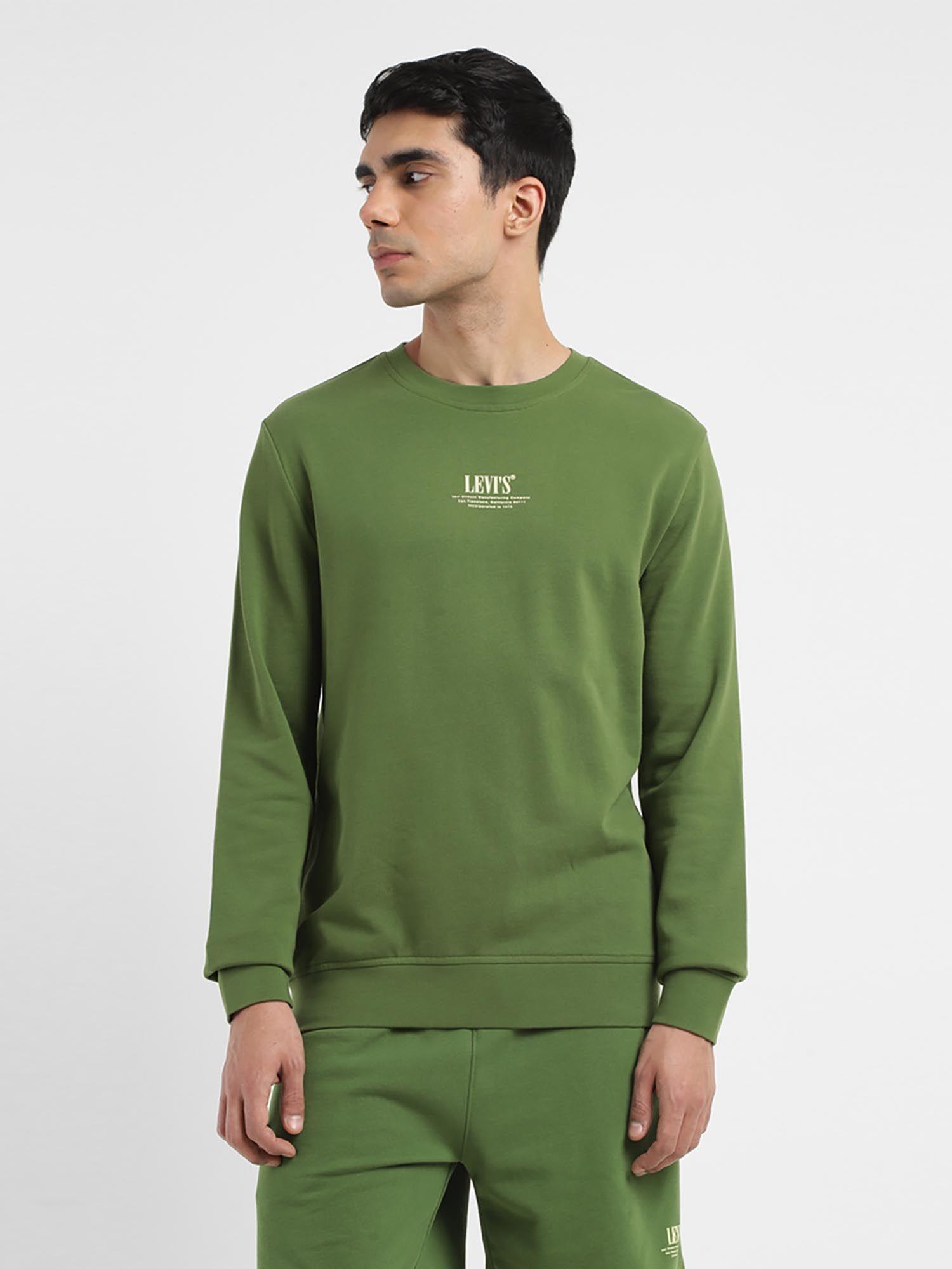 mens solid green crew neck sweatshirt