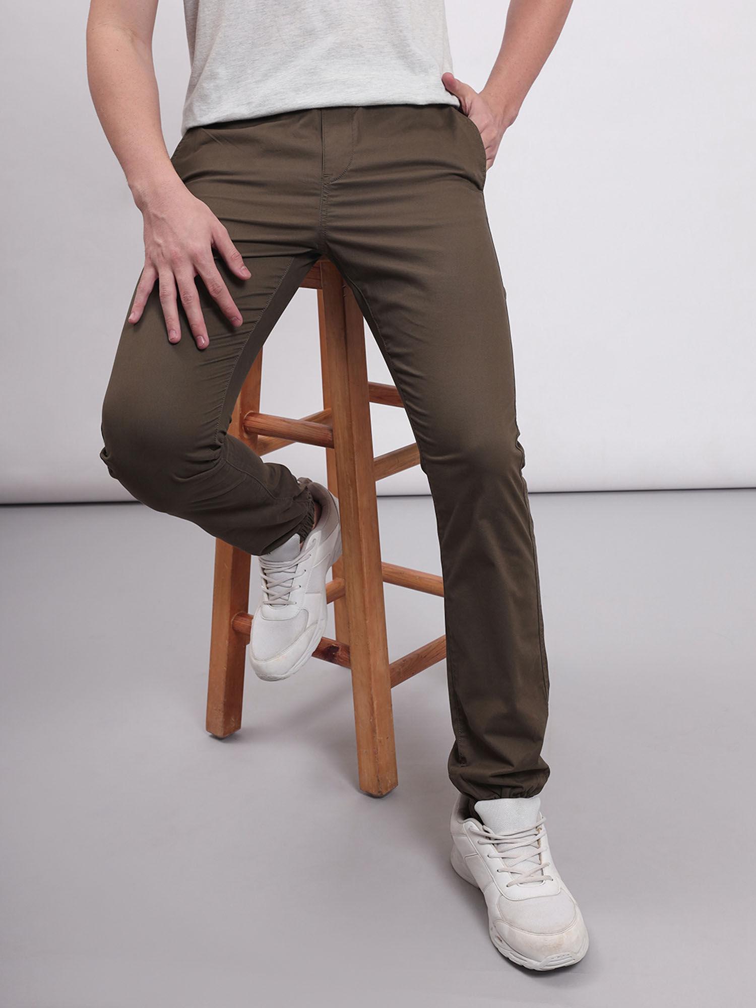 mens solid green pant