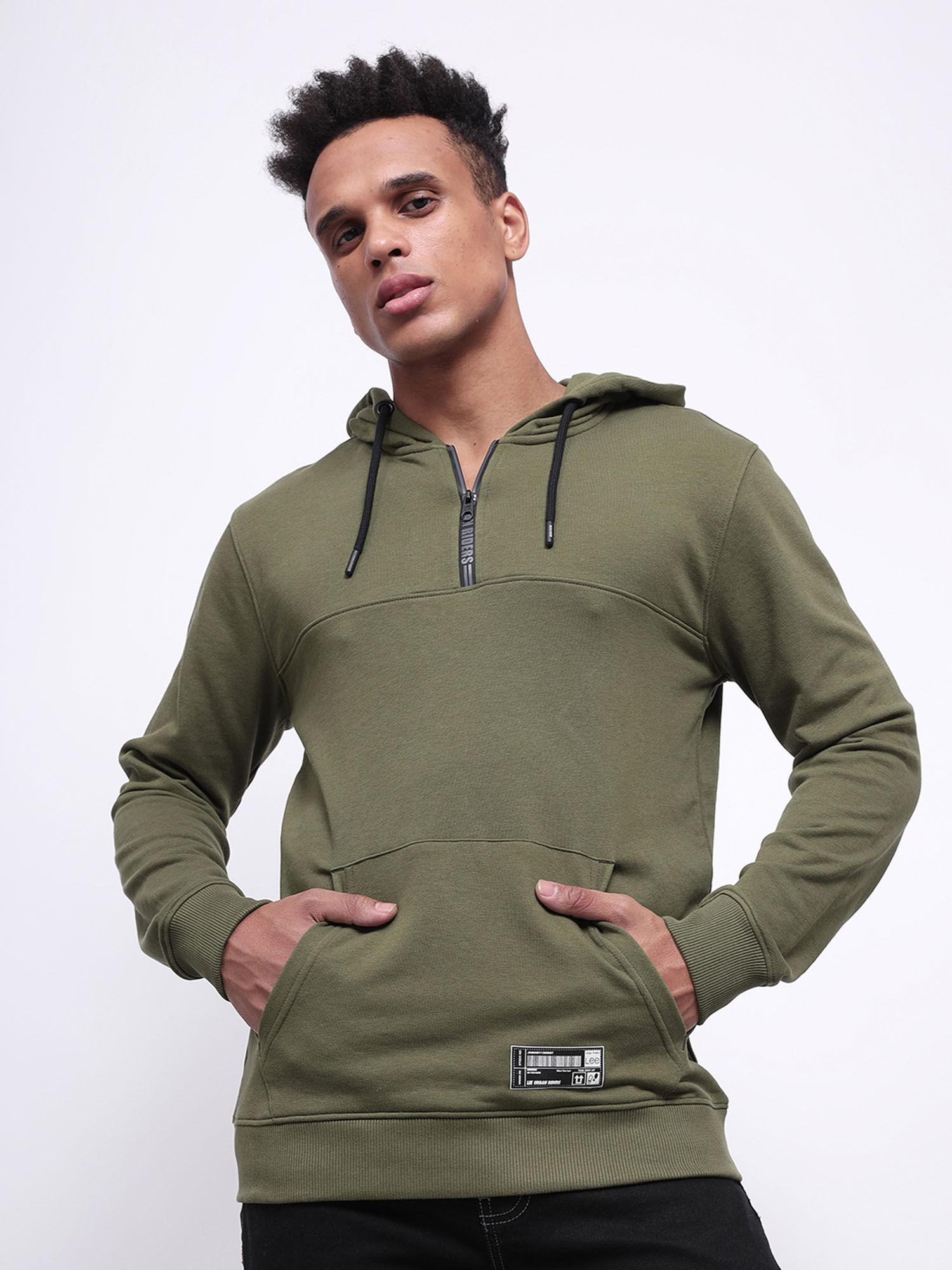 mens solid green slim sweatshirt