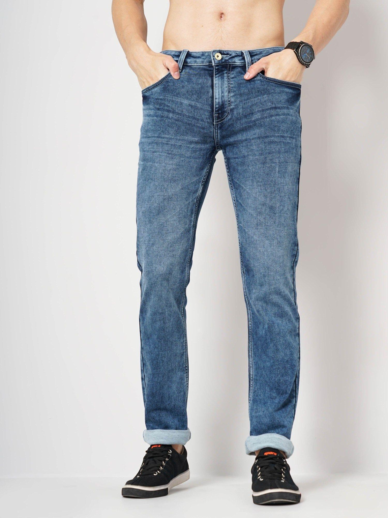 mens solid knit denim jeans