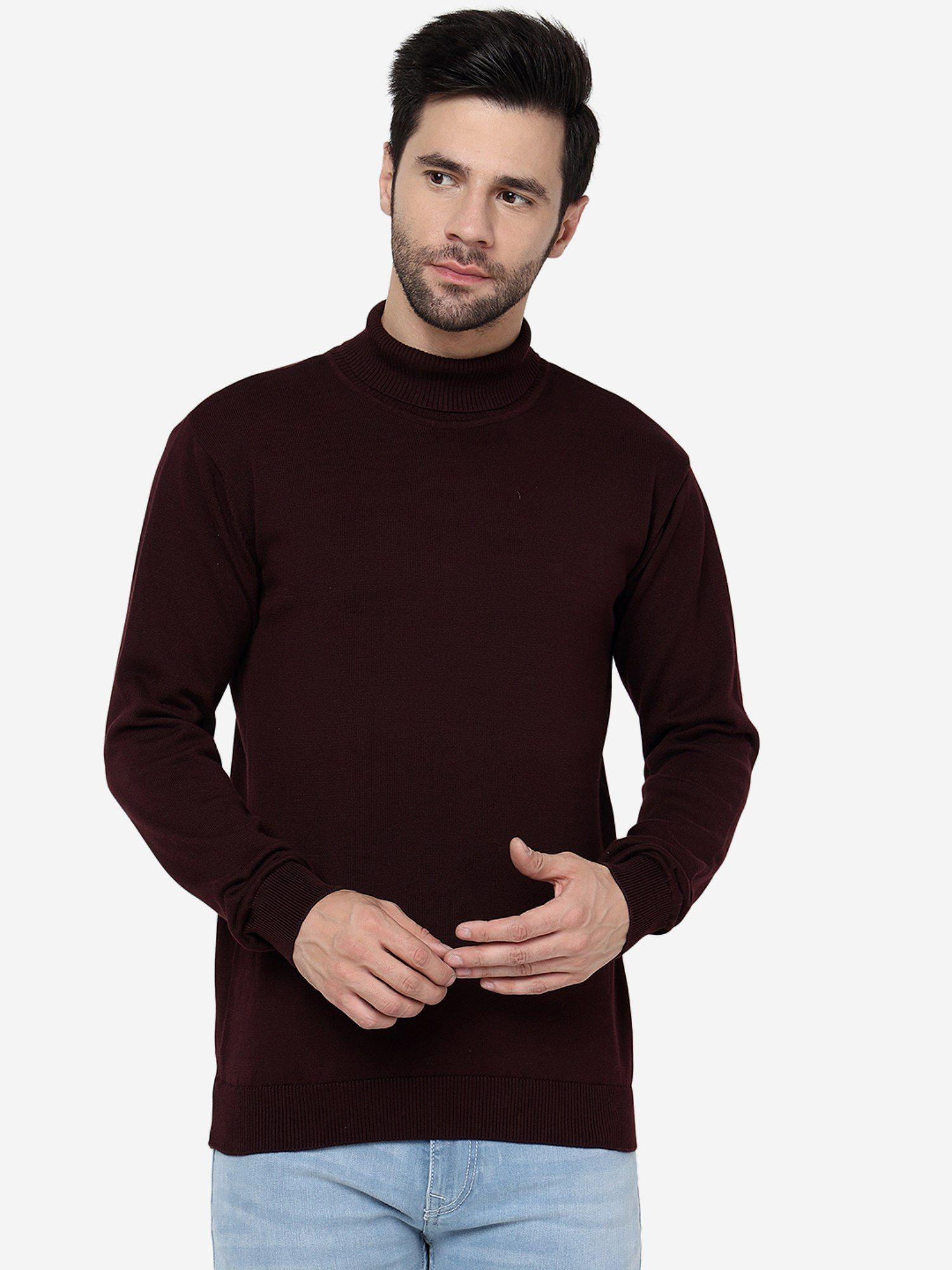 mens solid maroon slim fit full sleeve sweatshirt