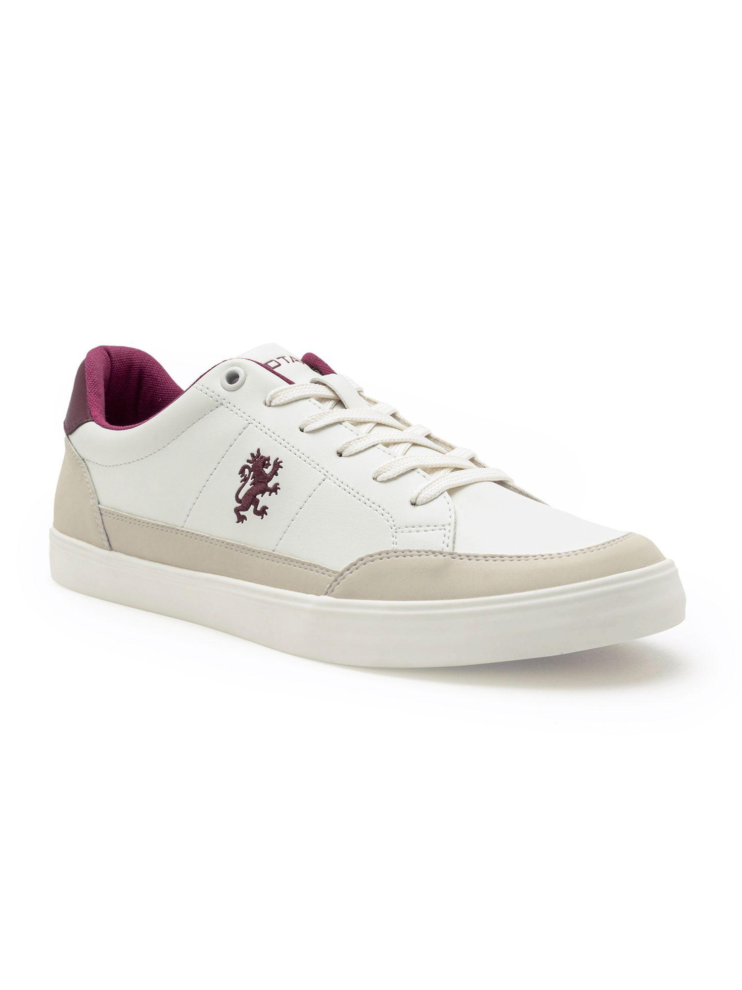 mens solid off white maroon sneakers