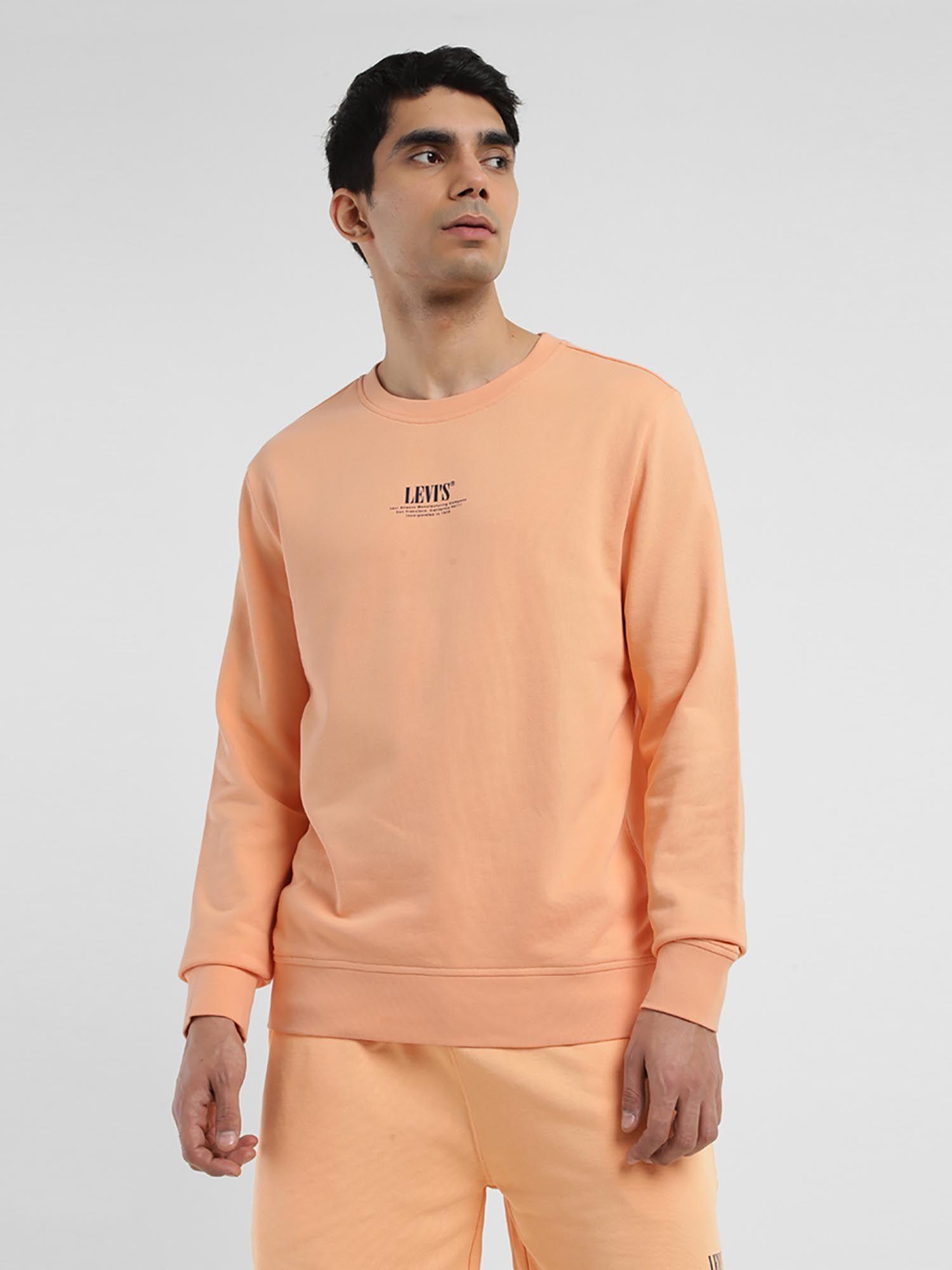 mens solid peach crew neck sweatshirt