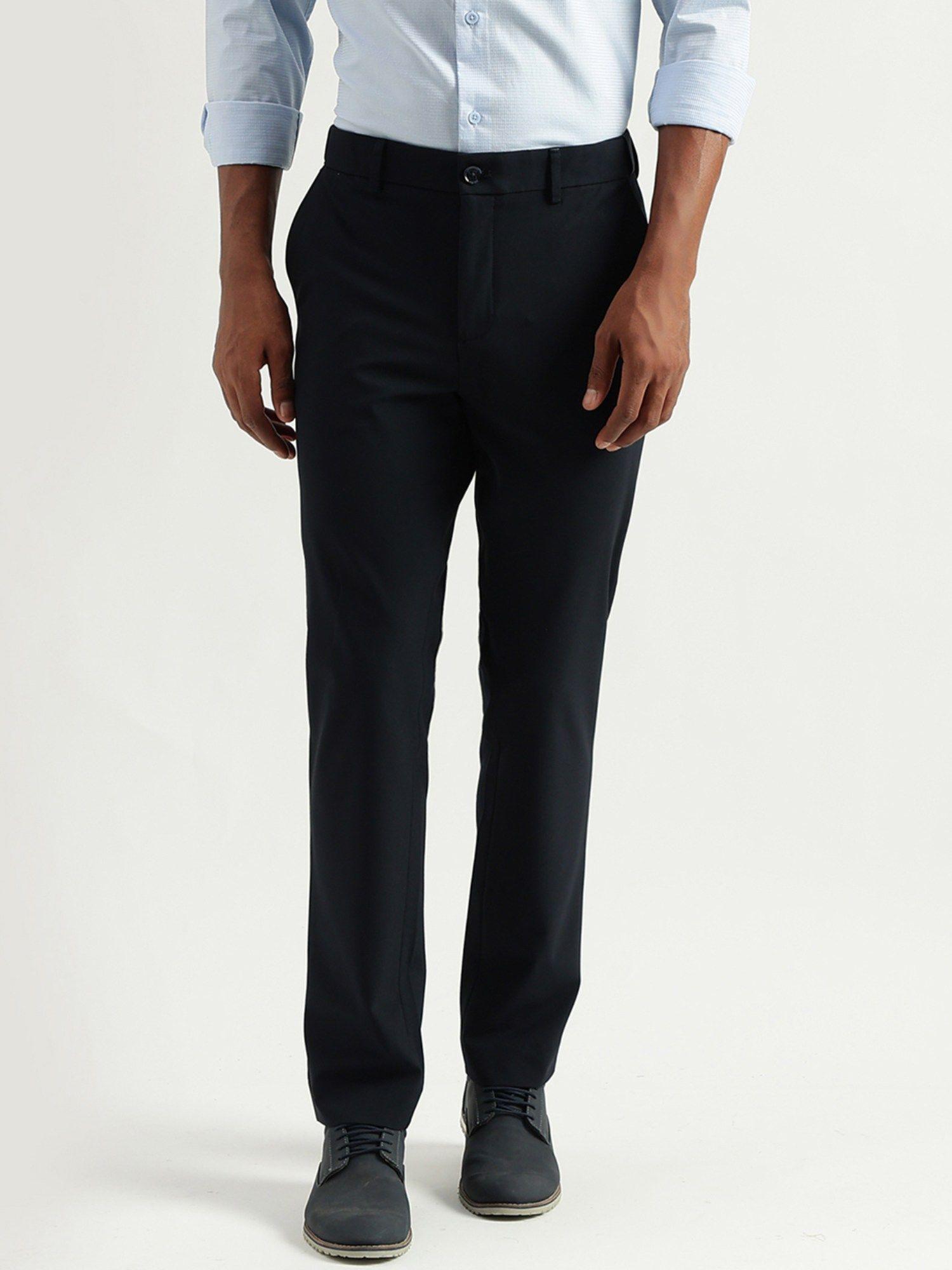 mens solid slim fit trousers