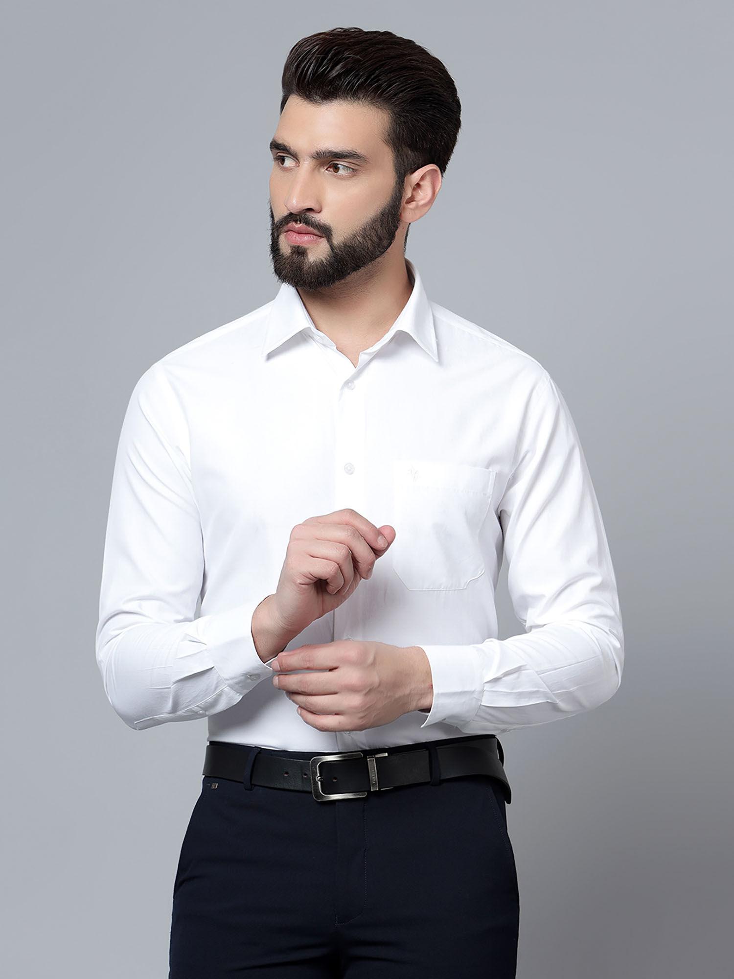 mens solid white formal shirt