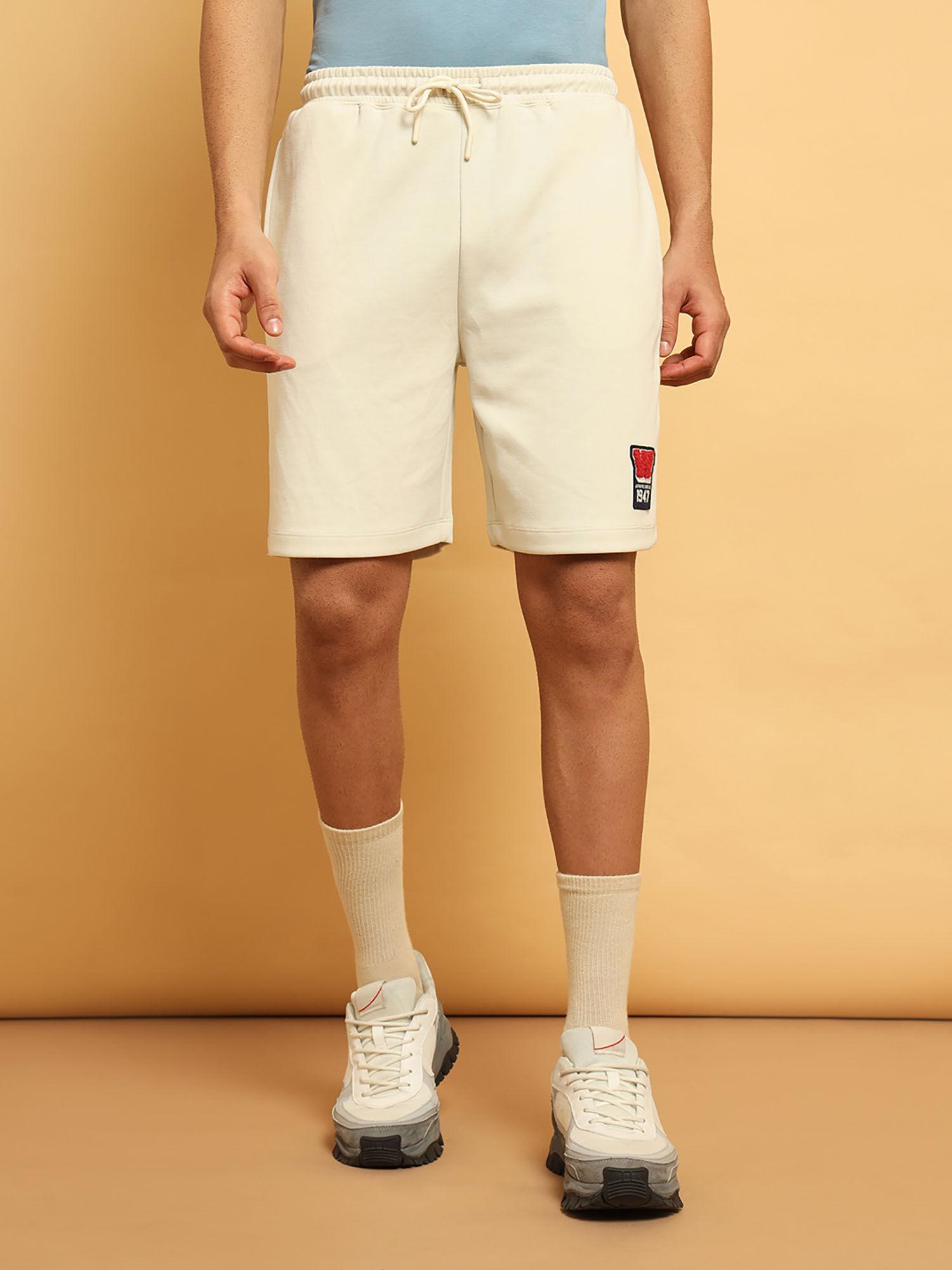 mens solid white shorts