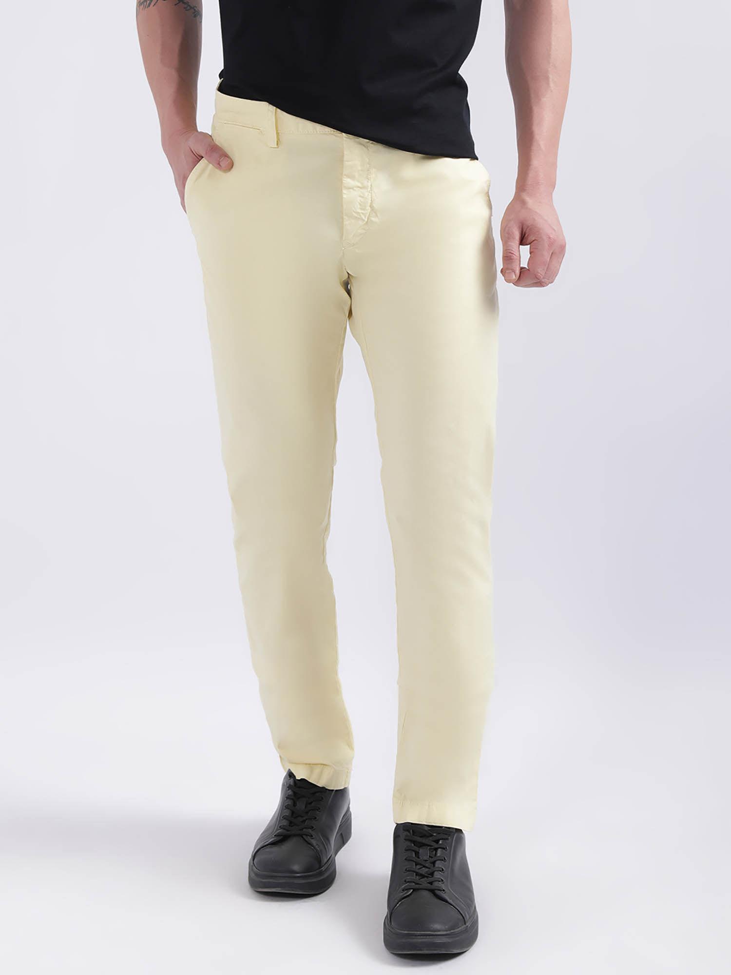mens solid yellow trouser