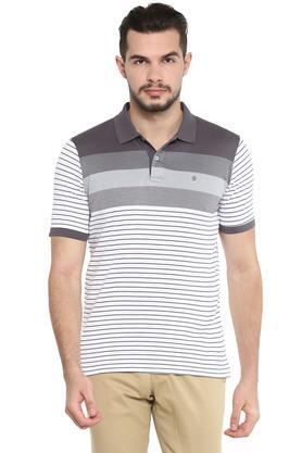 mens stripe polo t-shirt - dark grey