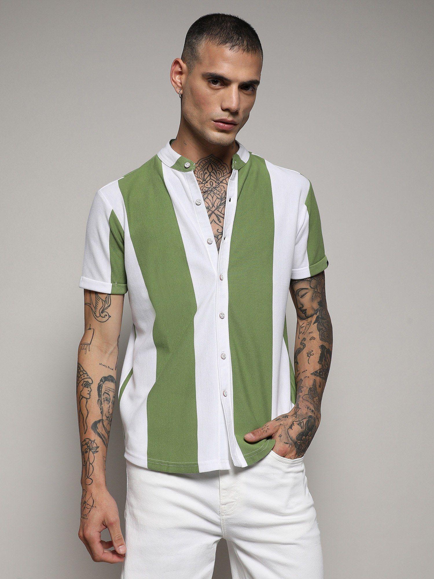 mens striped button up cotton shirt