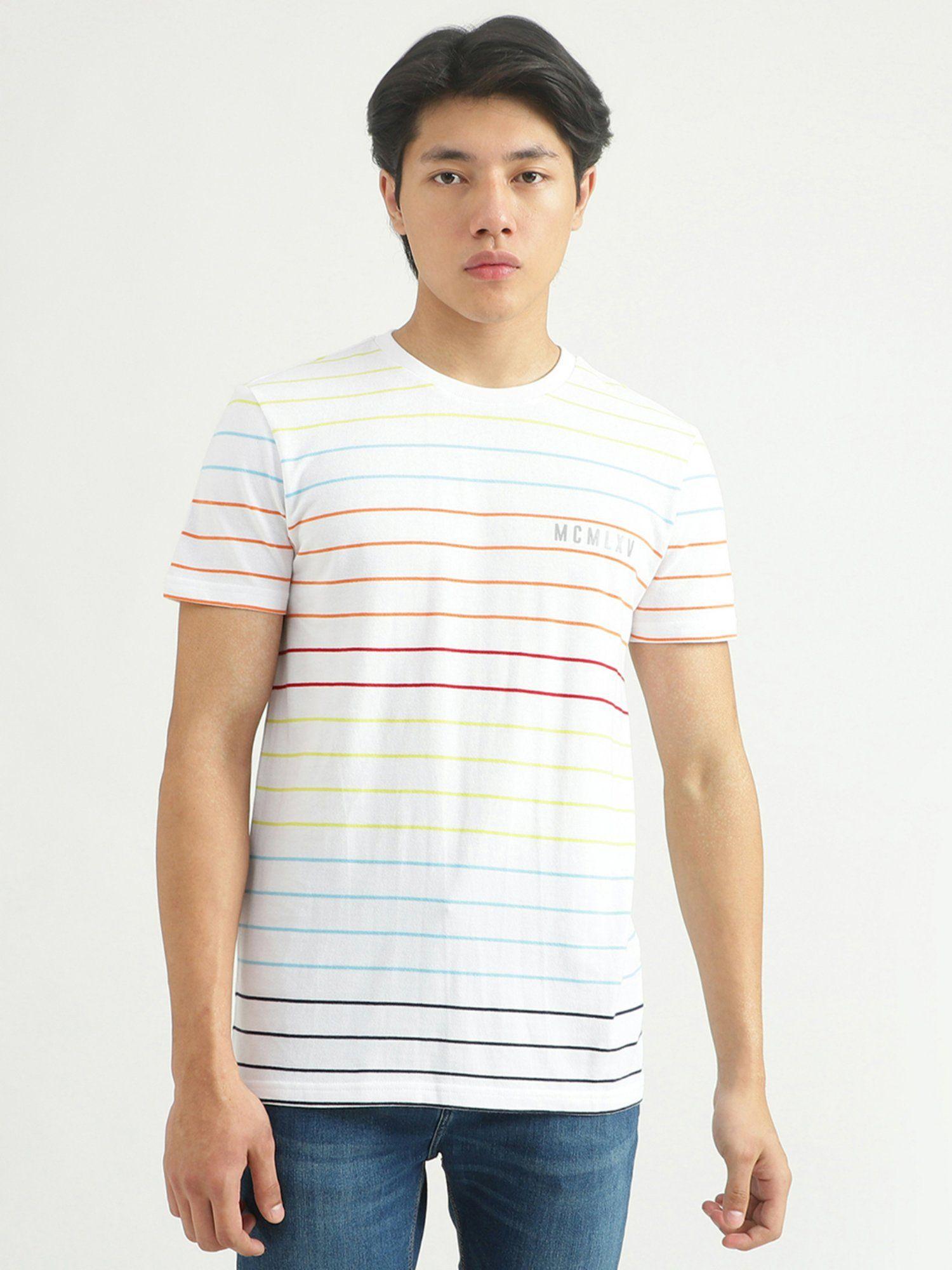 mens striped t-shirt-white