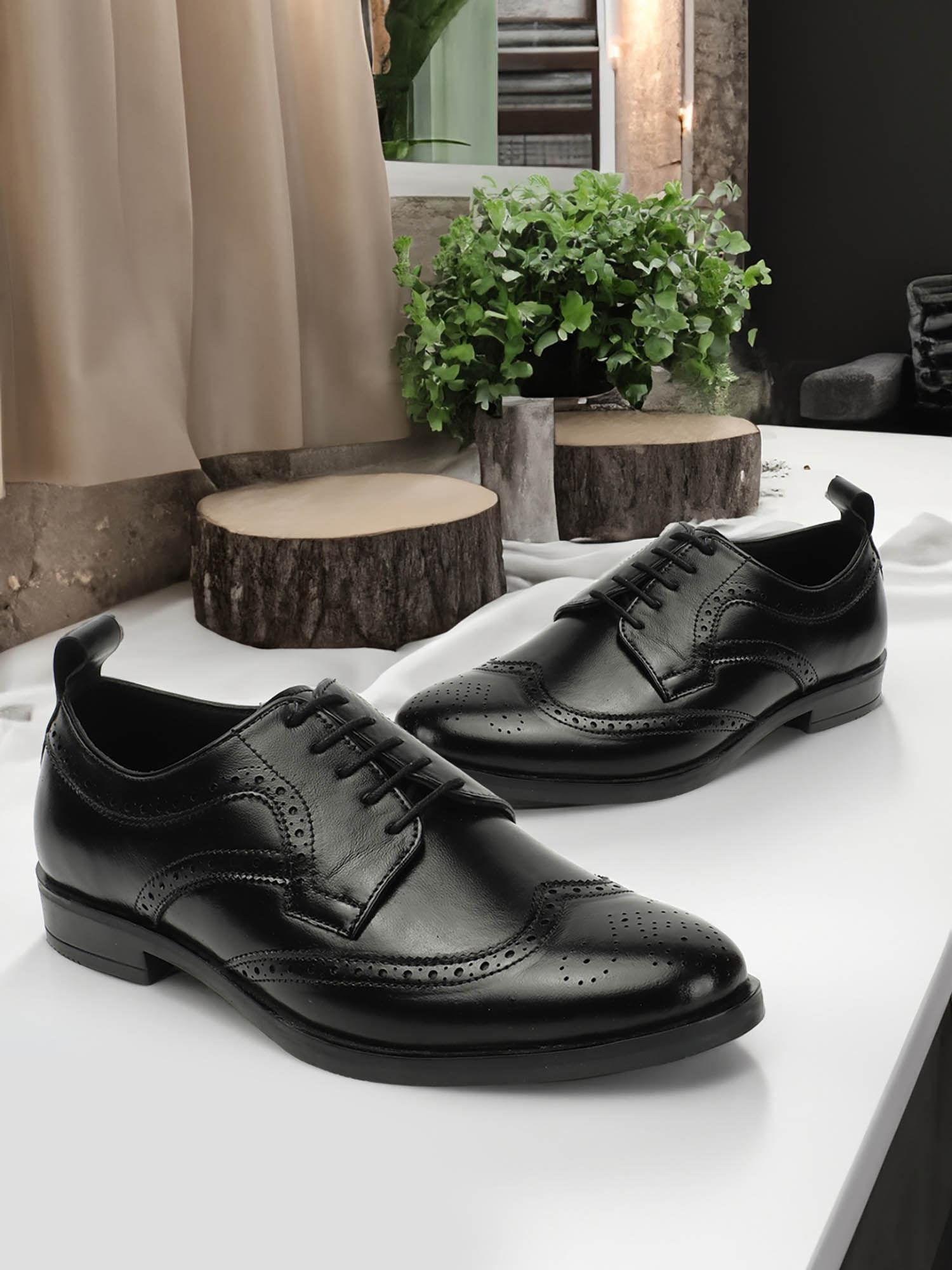 mens stylish black color formal lace-ups leather brogues