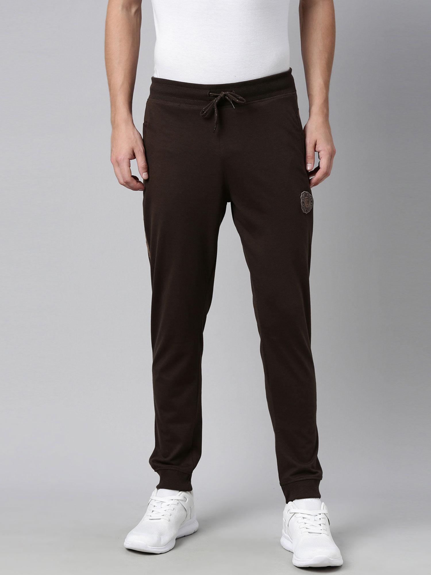 mens stylish renzo cotton solid jogger with zipper pocket and bottom rib