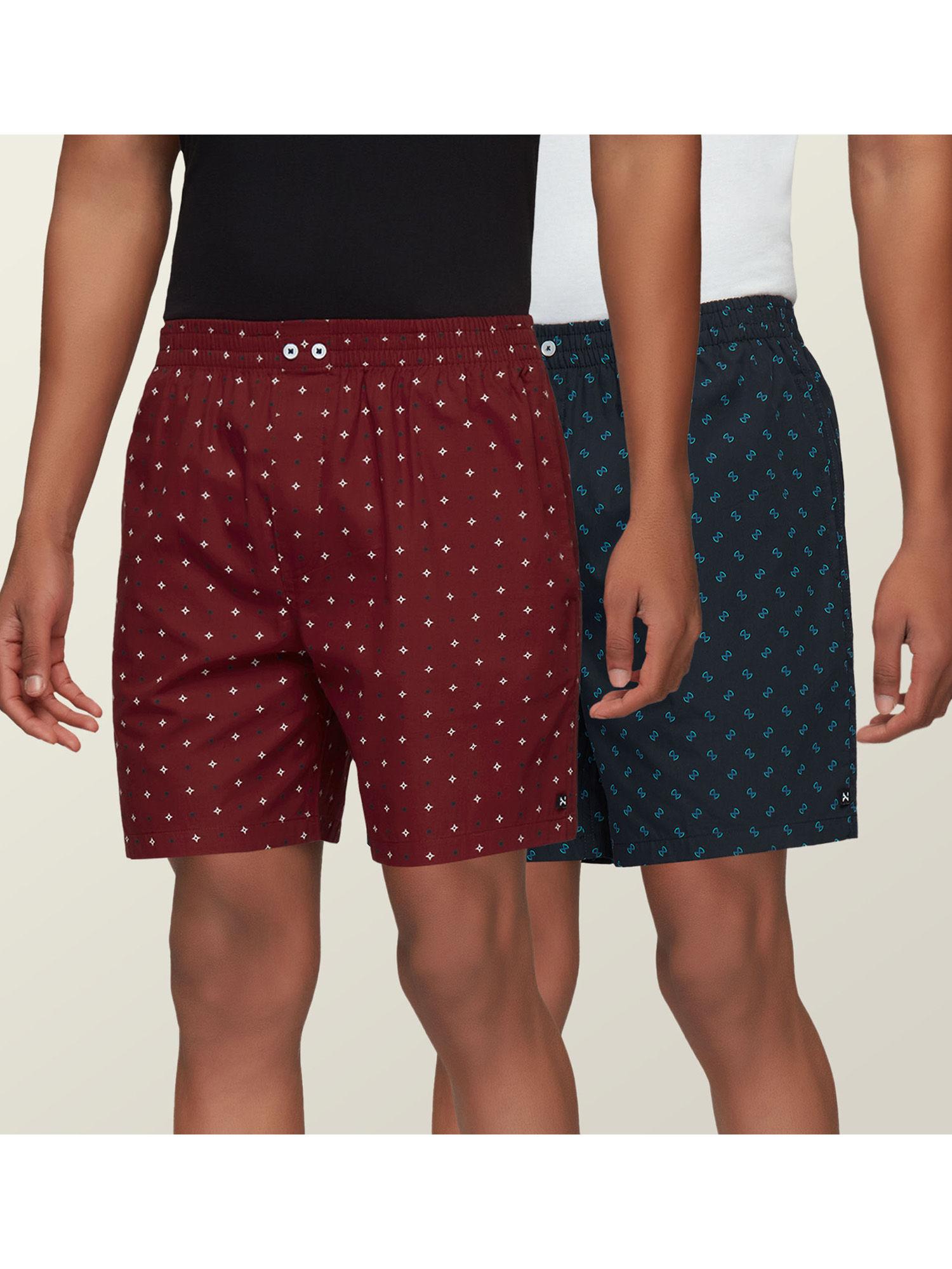 mens super combed cotton astor boxers comfort fit innerwear in classic prints (pack of 2)