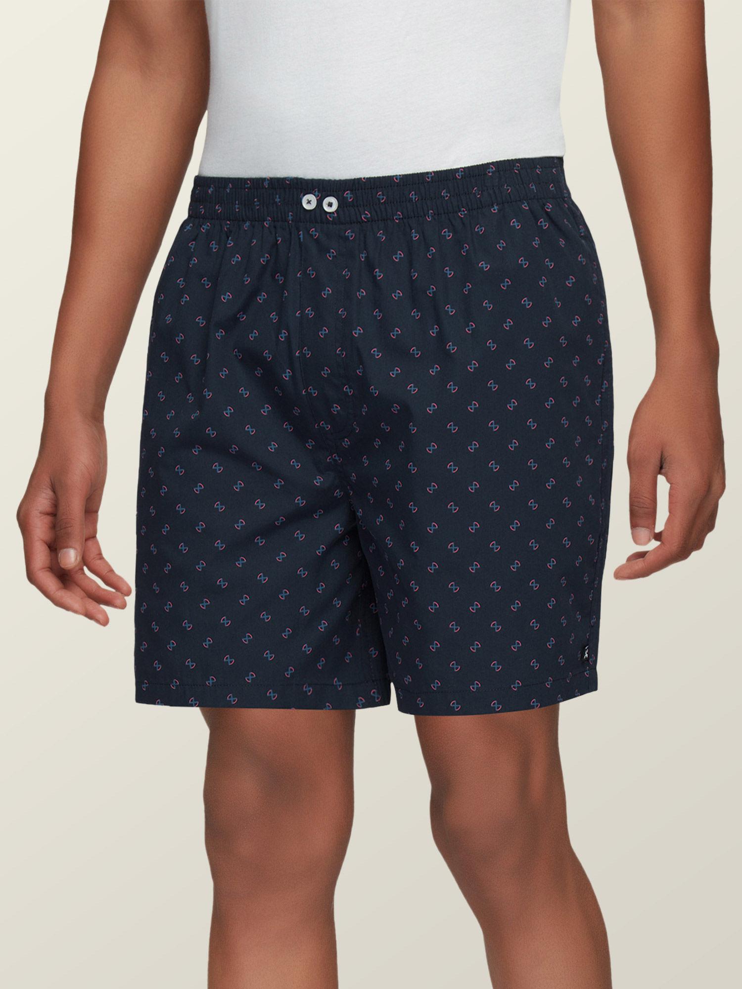 mens super combed cotton astor boxers comfort fit innerwear in classic prints navy blue