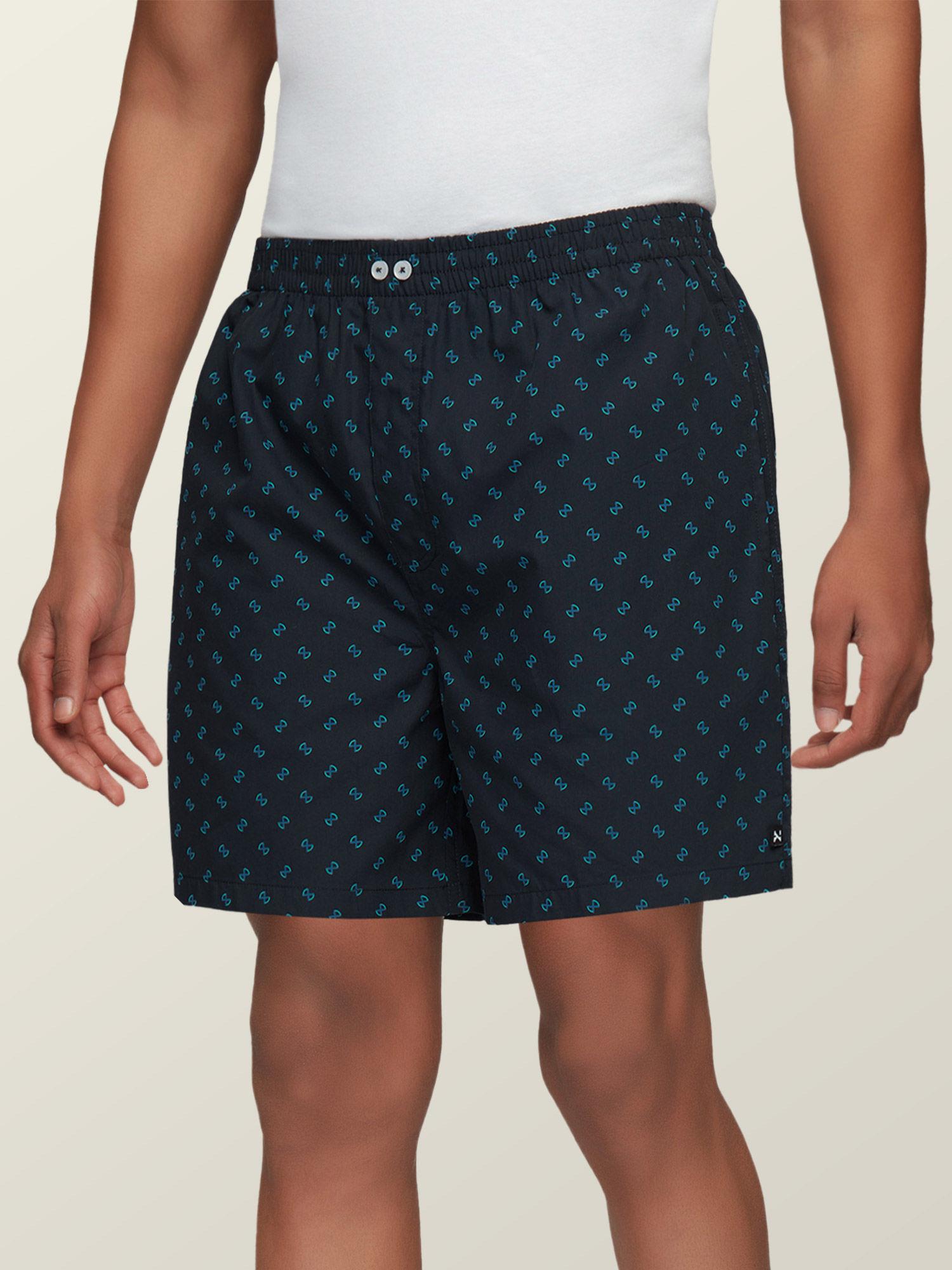 mens super combed cotton astor boxers comfort fit innerwear in classic prints navy blue