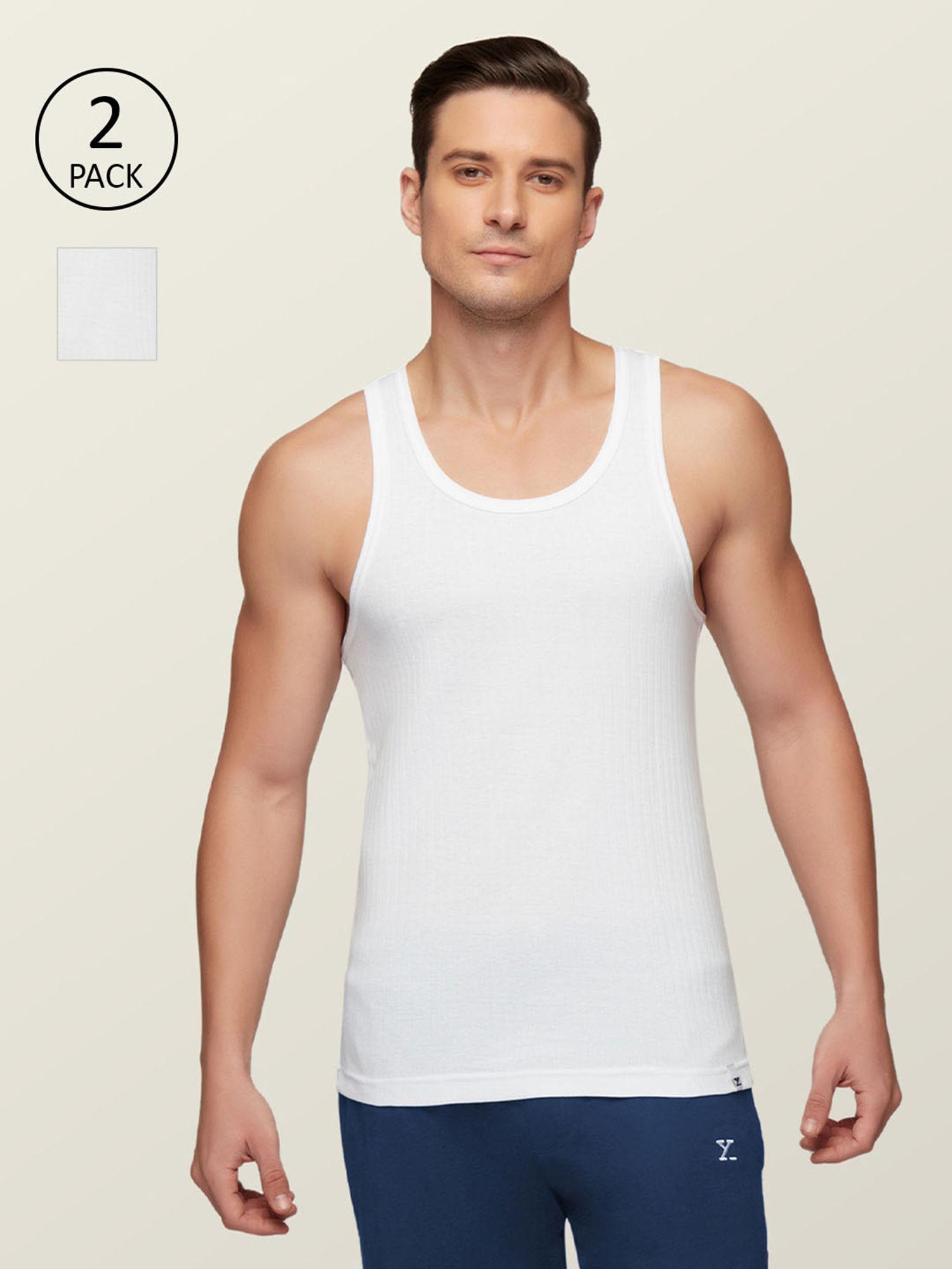 mens super combed cotton round neck ribbed vest (pack of 2)