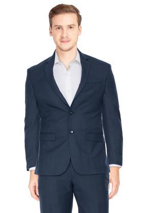 mens super slim fit notched lapel checked 2 piece suit - dark blue