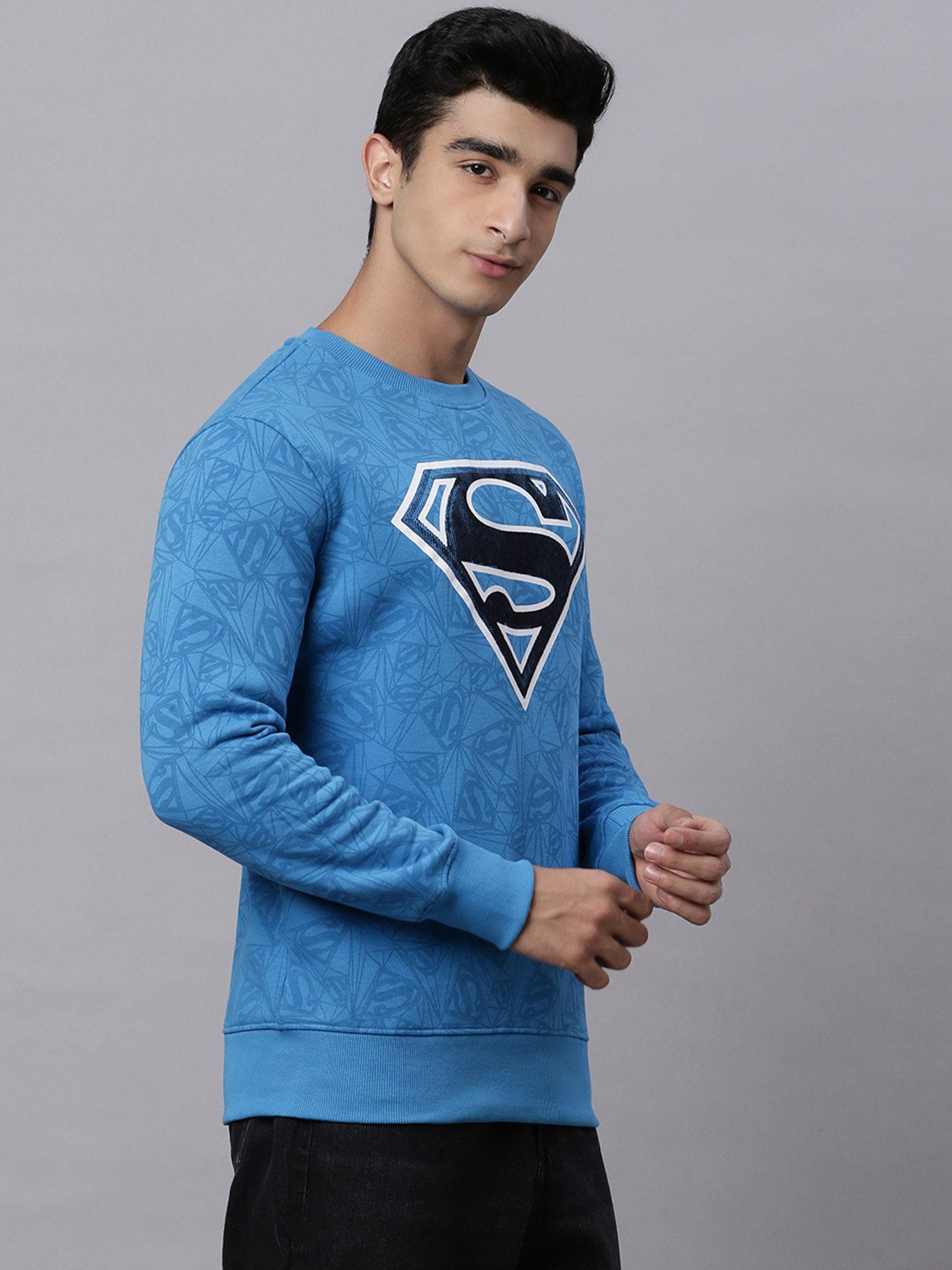 mens superman loose mid blue sweatshirt