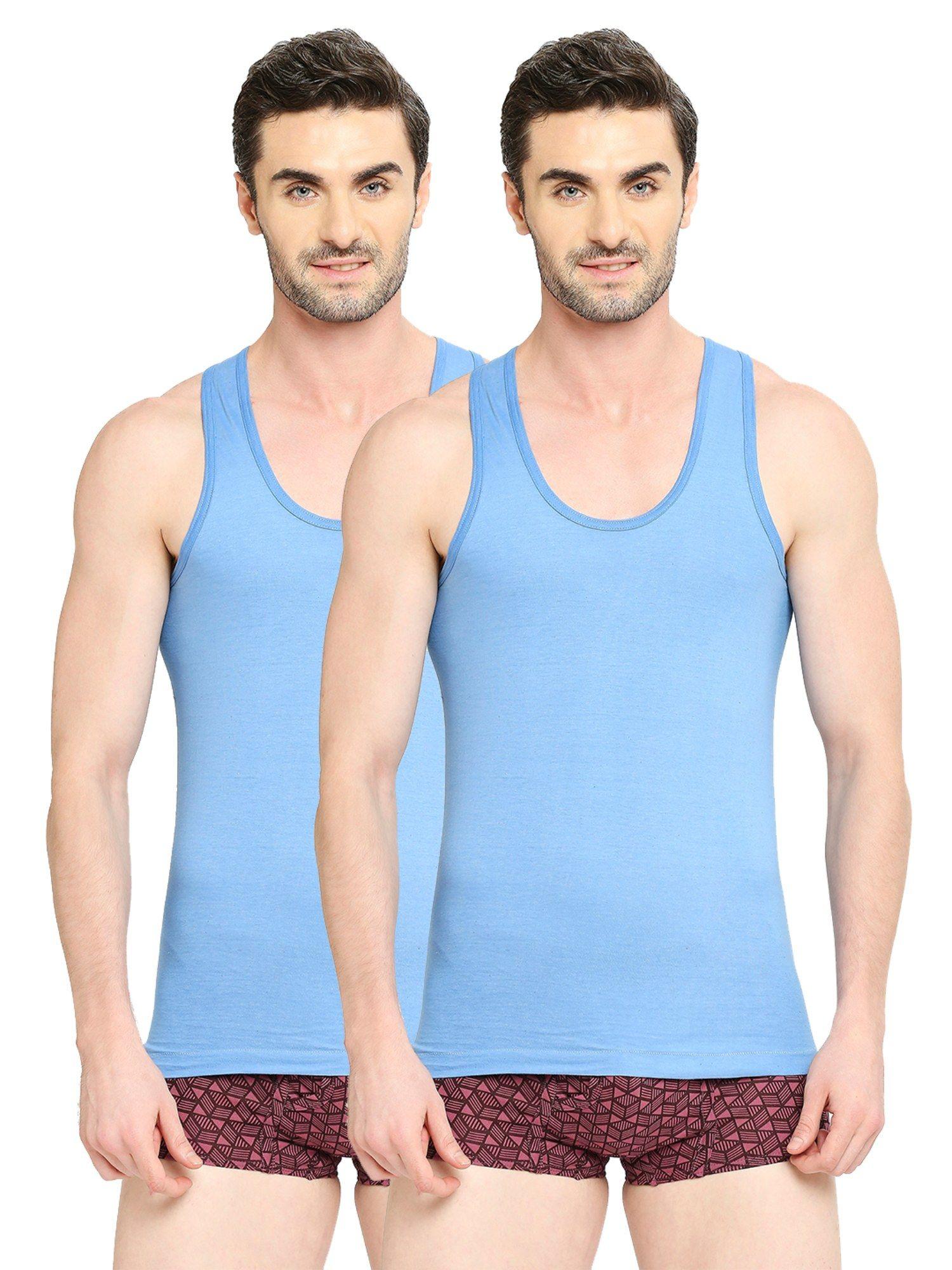 mens supreme color cotton vest - assorted colours (pack of 2)