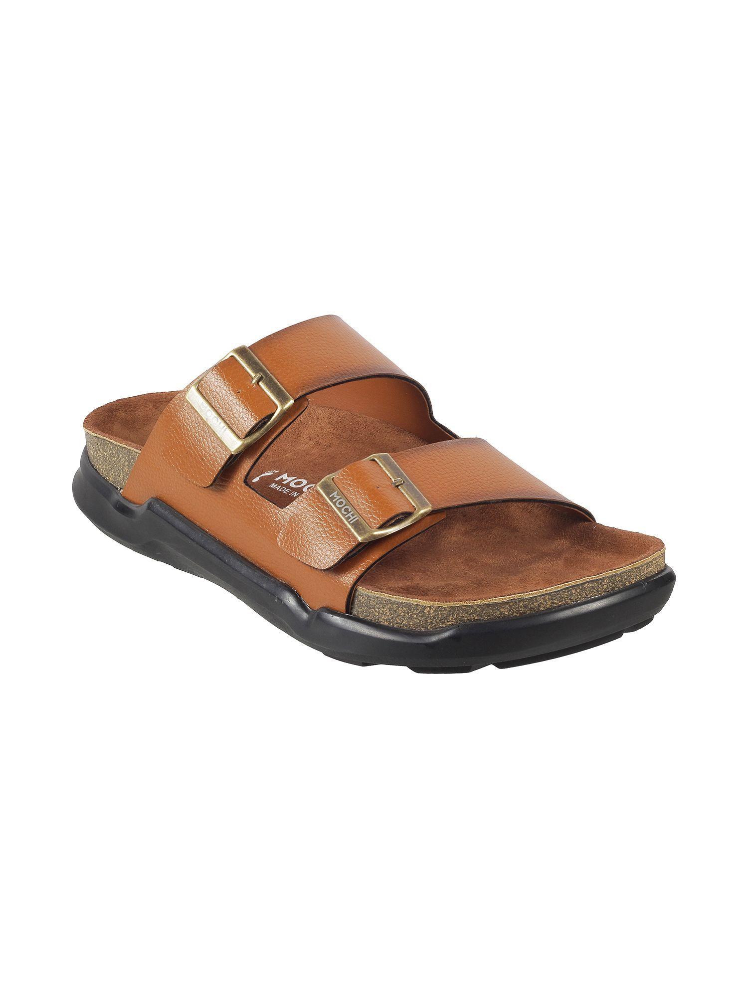 mens tan flat chappalsmochi solid tan sliders