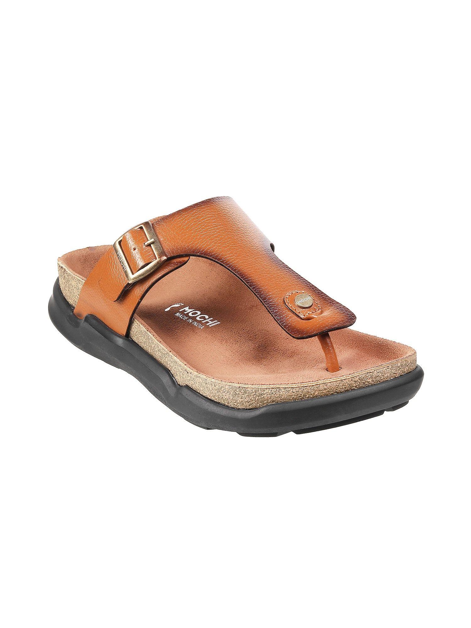 mens tan flat chappalsmochi textured tan sandals