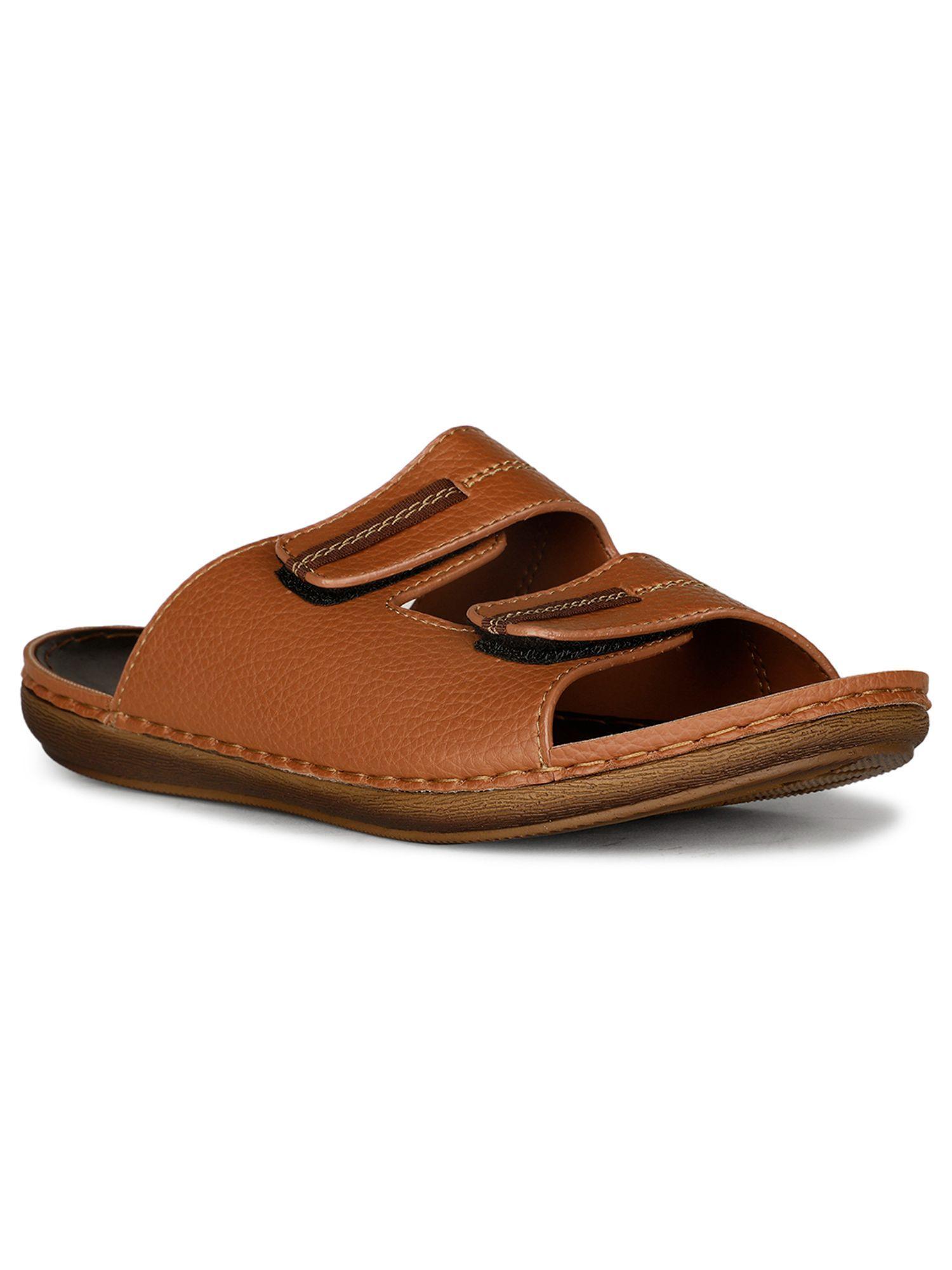 mens tan slip on casual sandals