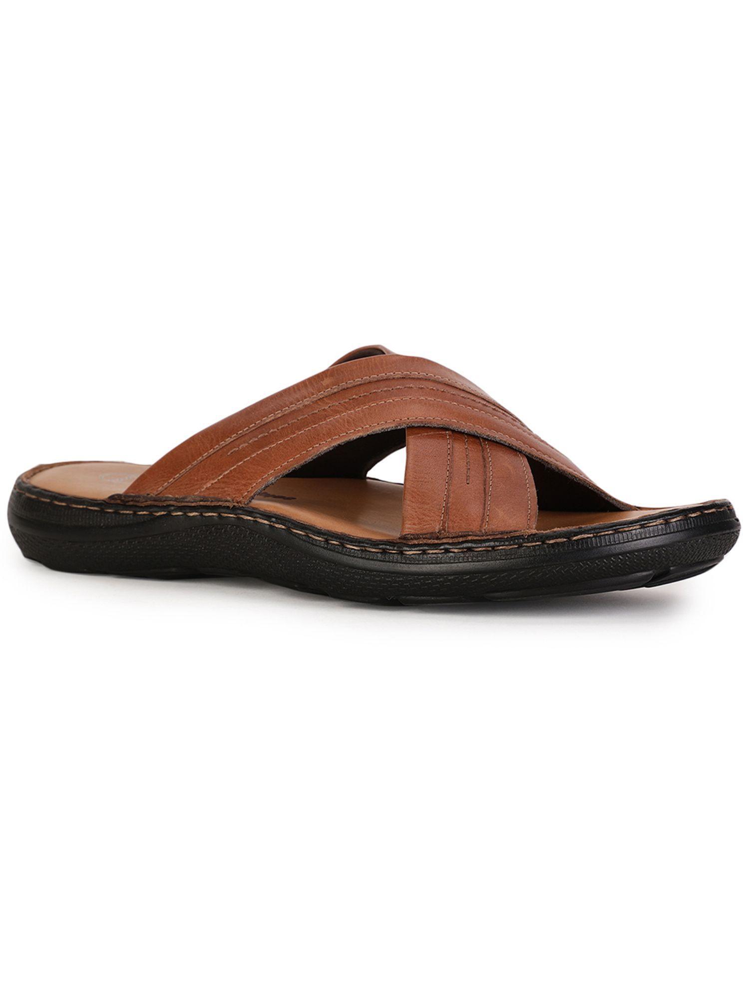 mens tan slip on casual sandals