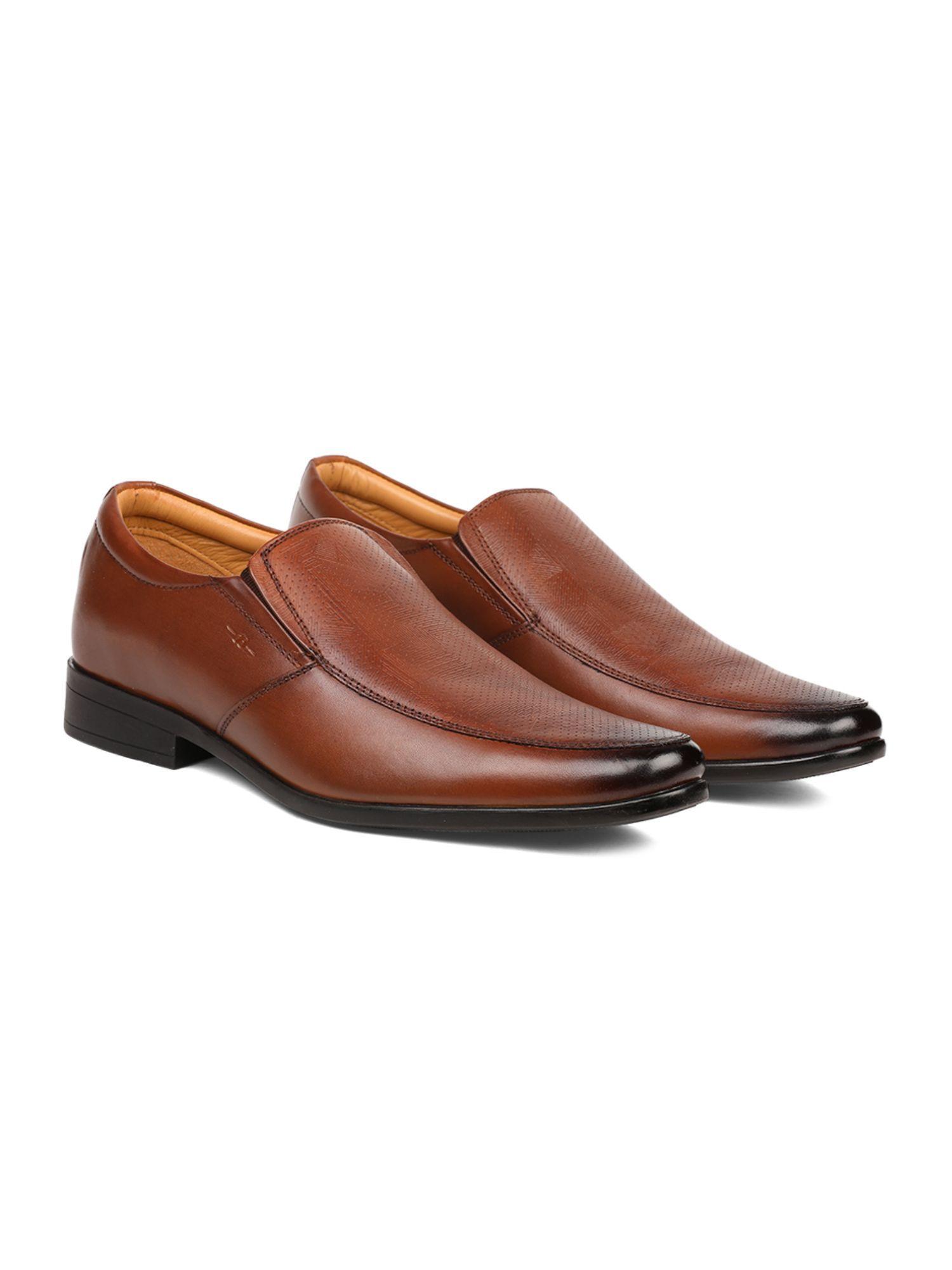 mens tan slip on formal loafers